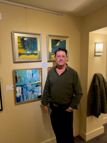 SF Lands End Ochre Strike I 12 x 12 (pair) Oil on Canvas-GALLERY EXHIBIT