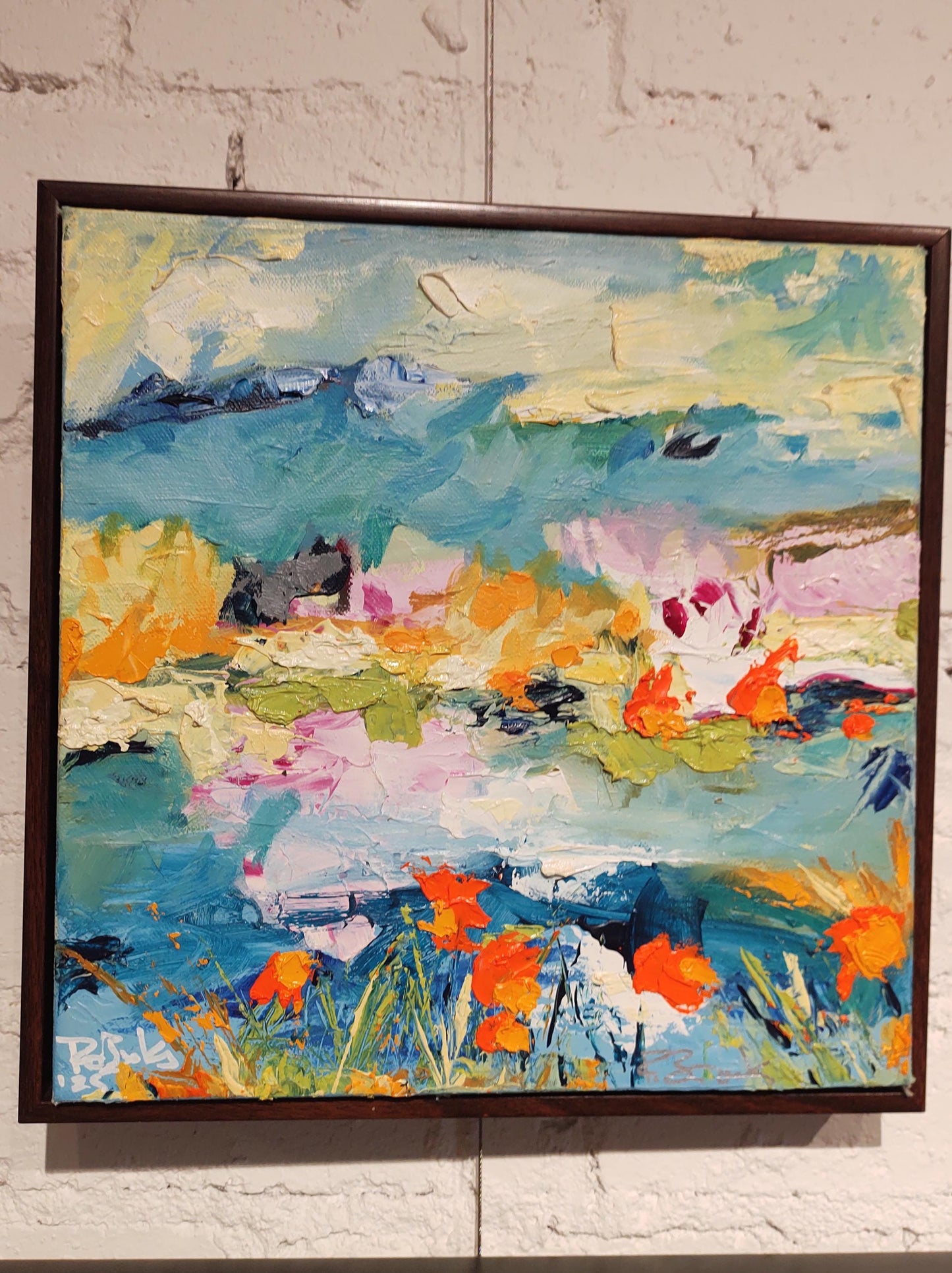 B SPRING Poppies in the Reeds - 12x12 - Oil on Canvas - Gallery Exhibit