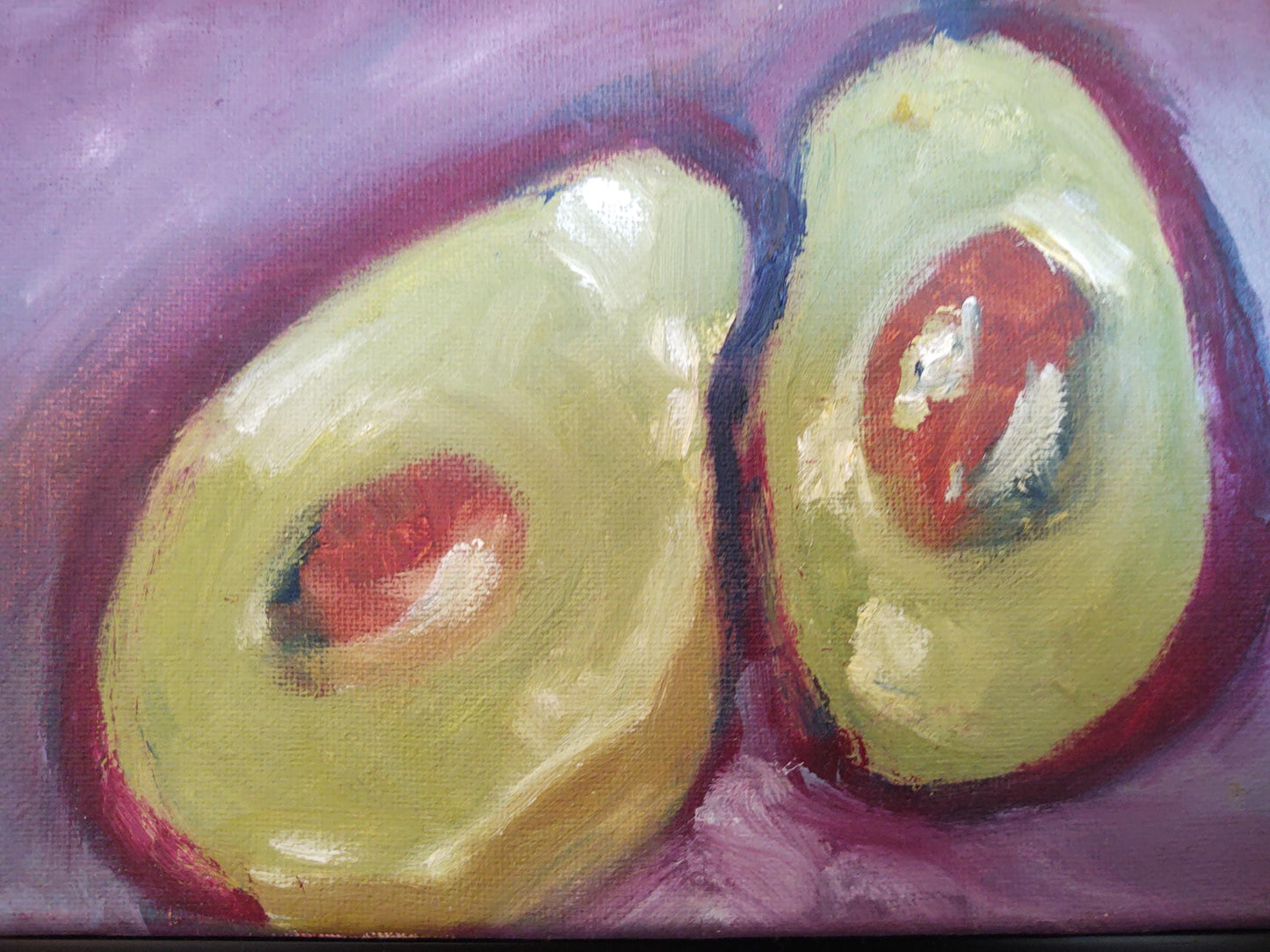 V Avocados-Still Life Study Triptych 8 x 10 Oil on Canvas