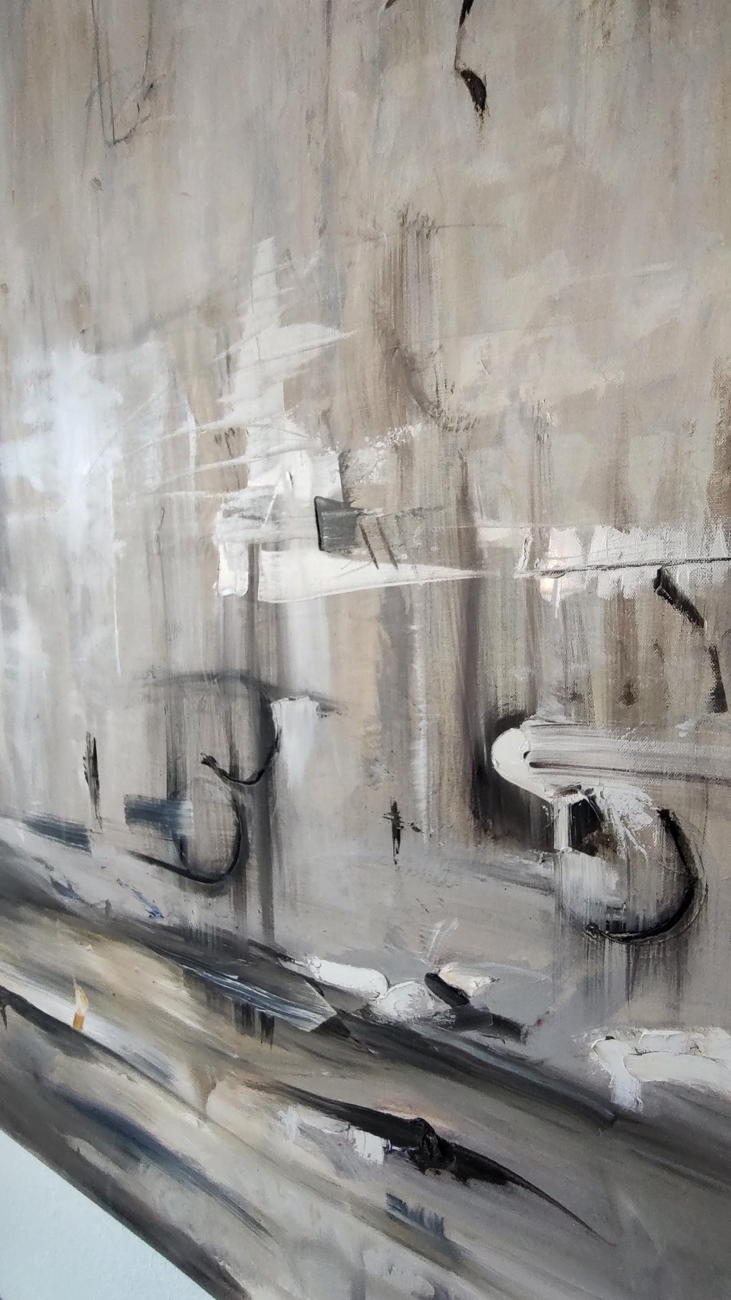 B Sepia Cascade - 48x60 - Large Scale Original Oil - Gallery Exhibit