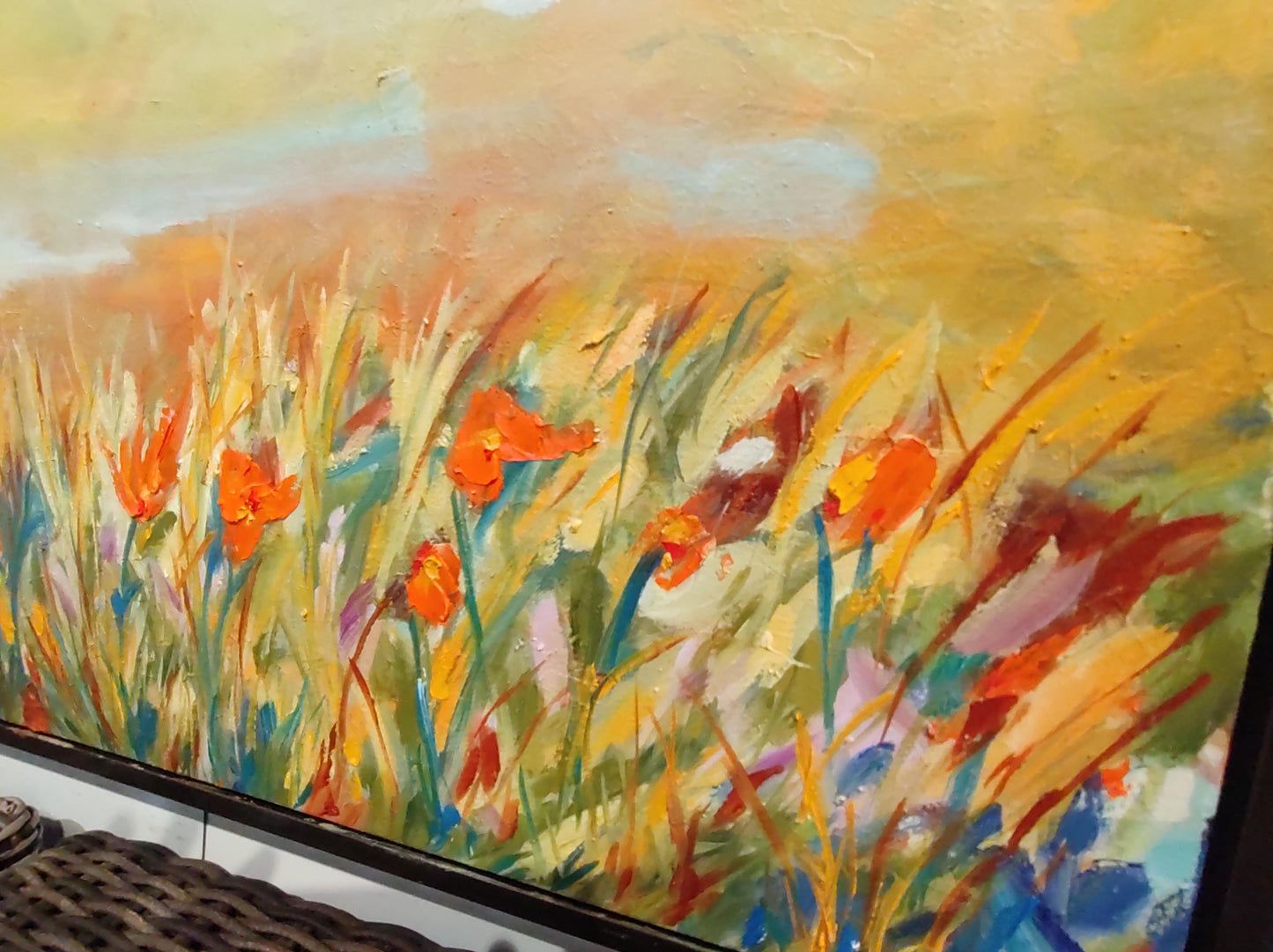 Dancing Reeds and Ochre Buckeye - 12x24 Panoramic - Oil on Vinyl Canvas - Gallery Exhibit