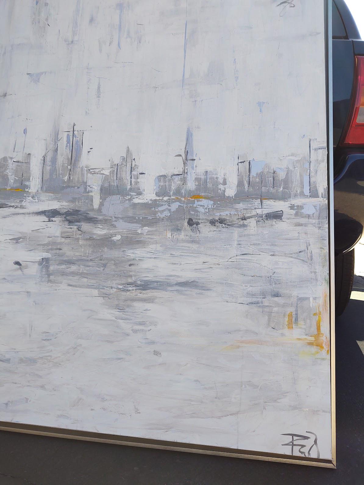 V SF First Light After the Rain 48 x 60 Acrylic silver molding clay
