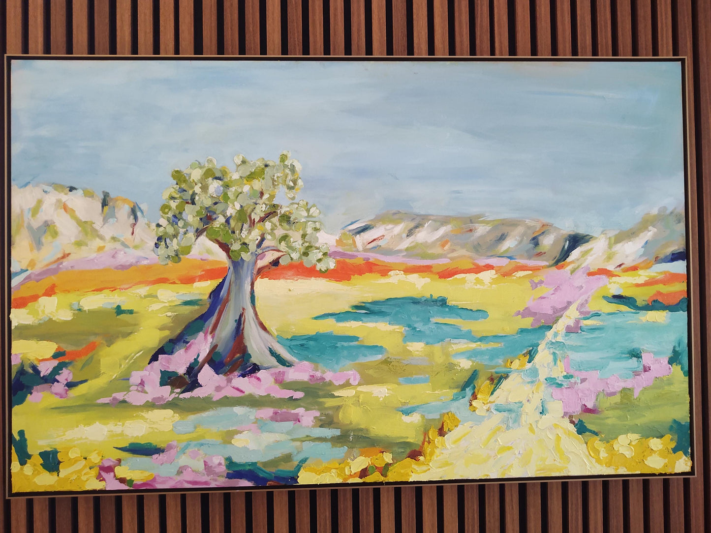 B Blue Olive Shadows & Lavender Daze - 30x48 - Oil on Canvas - Gallery Exhibit