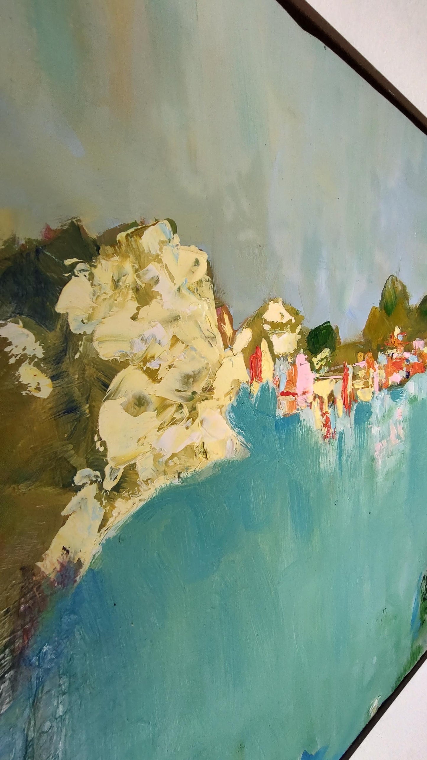 SOLD Yellow Dawn - Sausalito Sunrise 16.5 x 20.5 Oil on Board mounted on Canvas