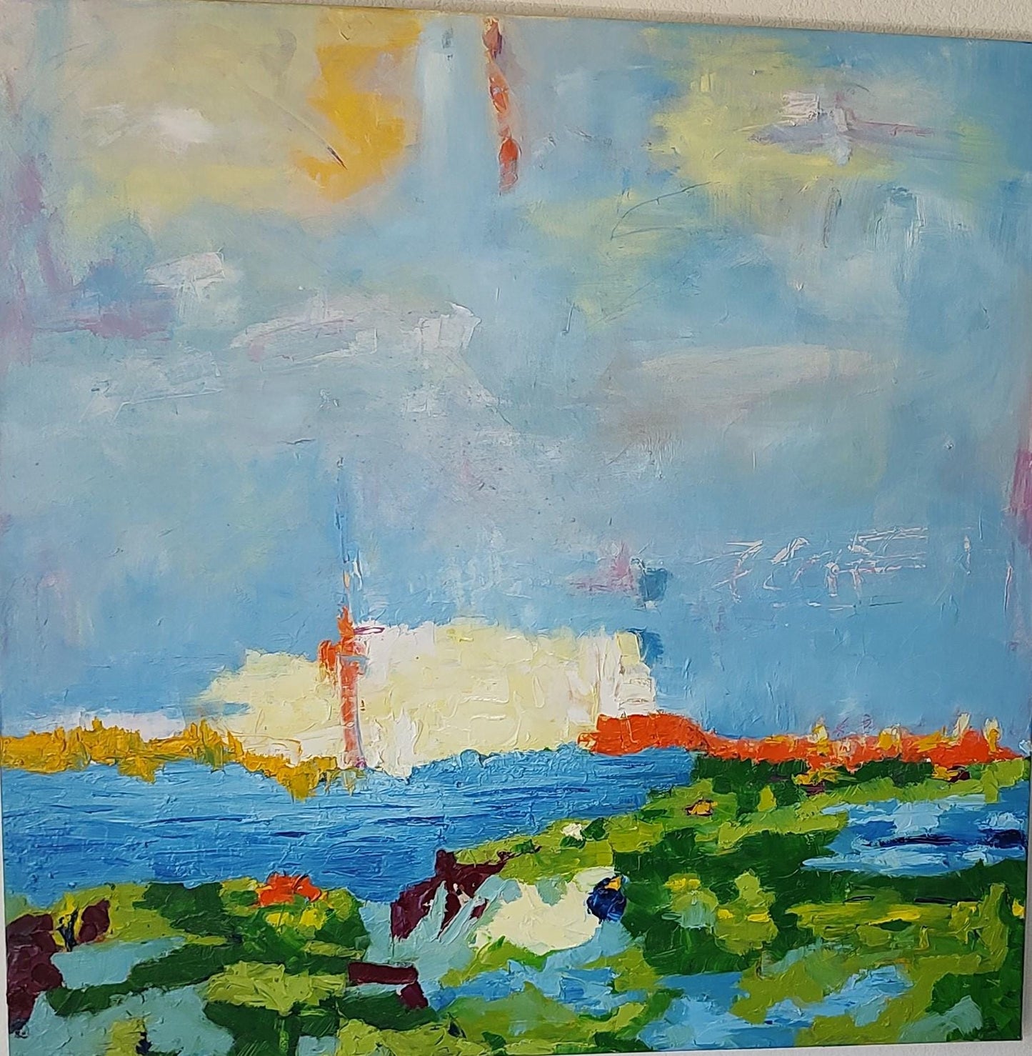 SOLD Sunrise Over The Bay 36 x 36 Oil on Canvas