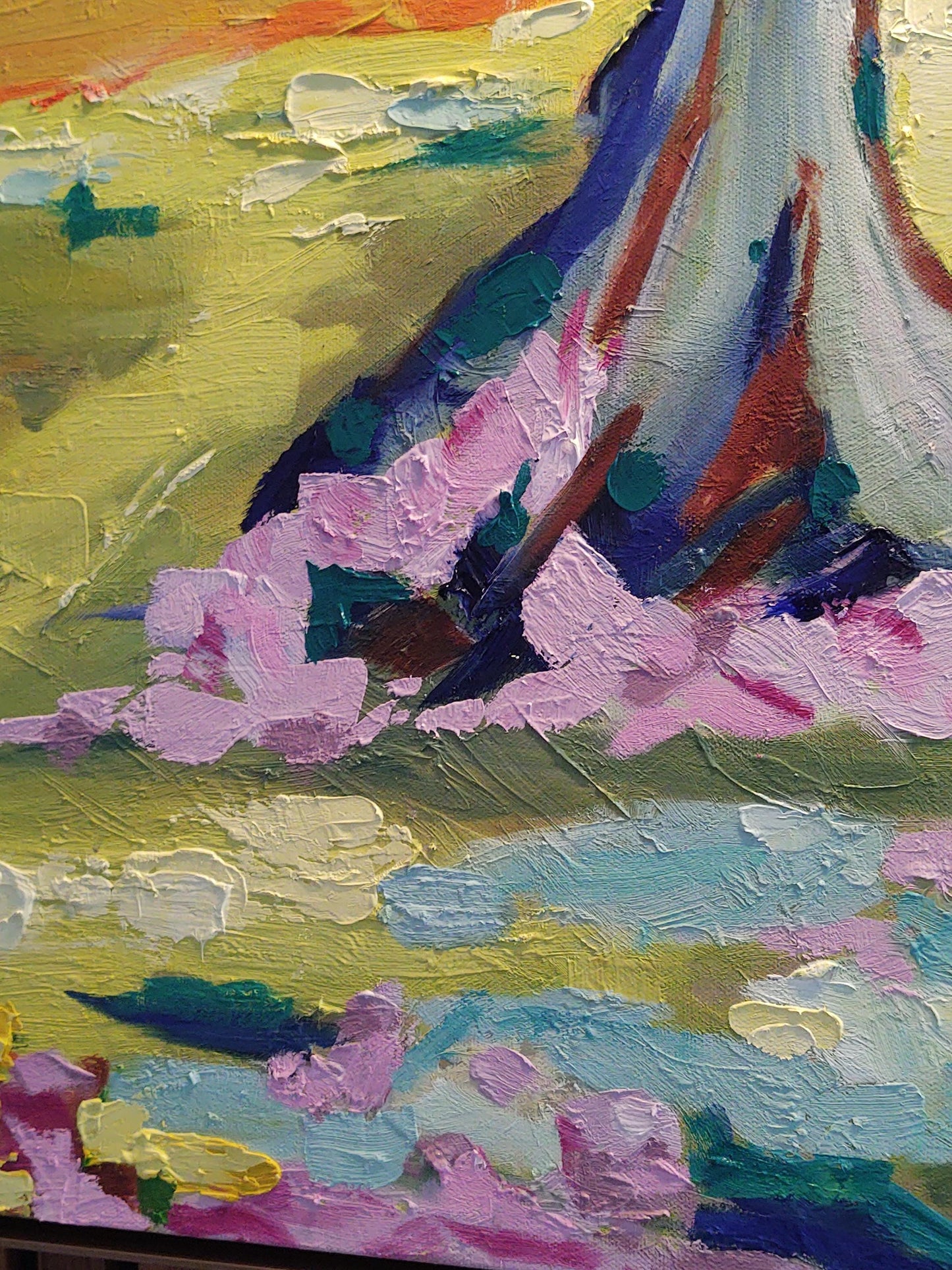 B Blue Olive Shadows & Lavender Daze - 30x48 - Oil on Canvas - Gallery Exhibit