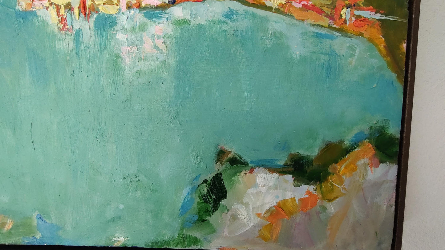 SOLD Yellow Dawn - Sausalito Sunrise 16.5 x 20.5 Oil on Board mounted on Canvas