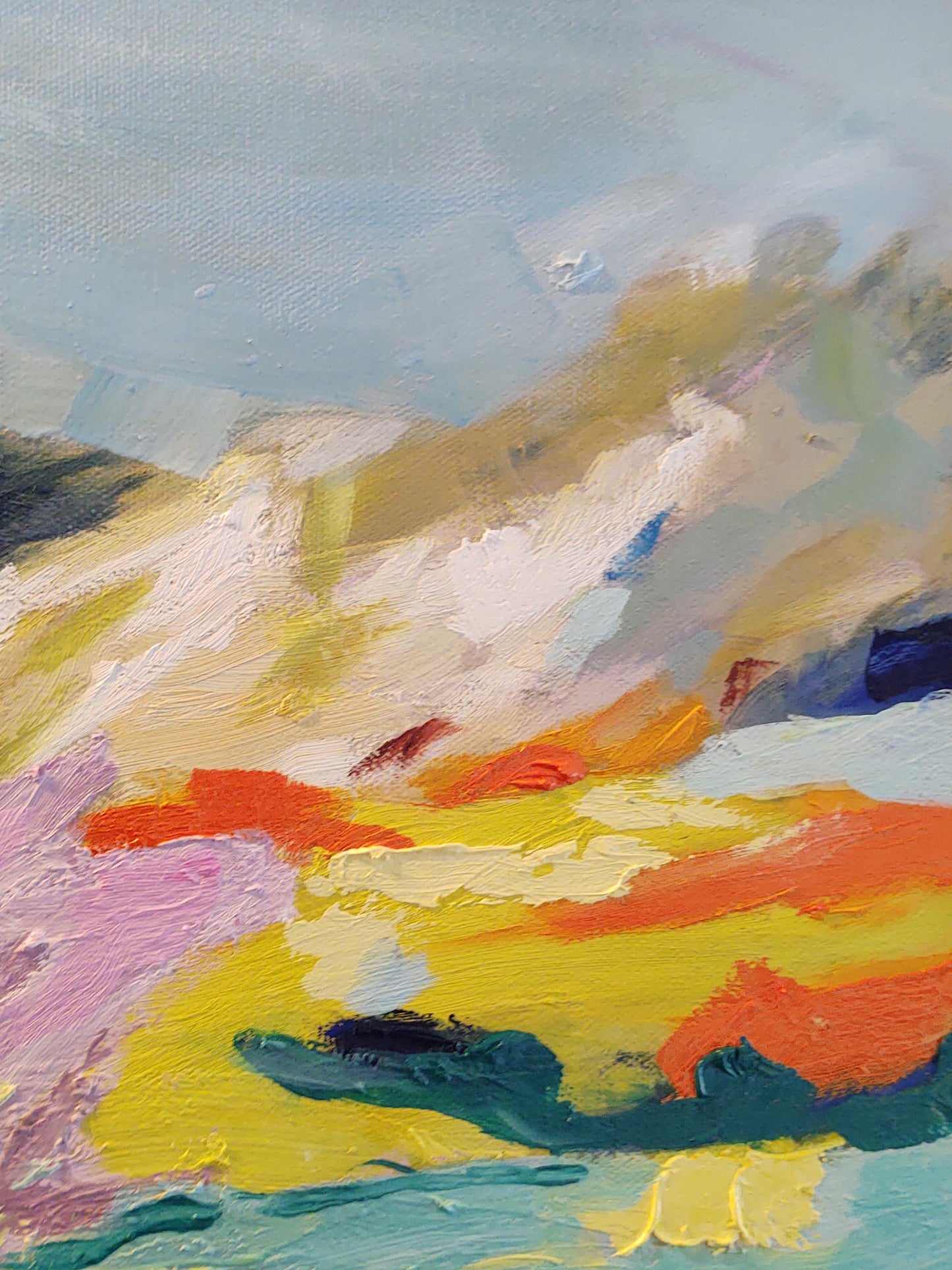 B Blue Olive Shadows & Lavender Daze - 30x48 - Oil on Canvas - Gallery Exhibit