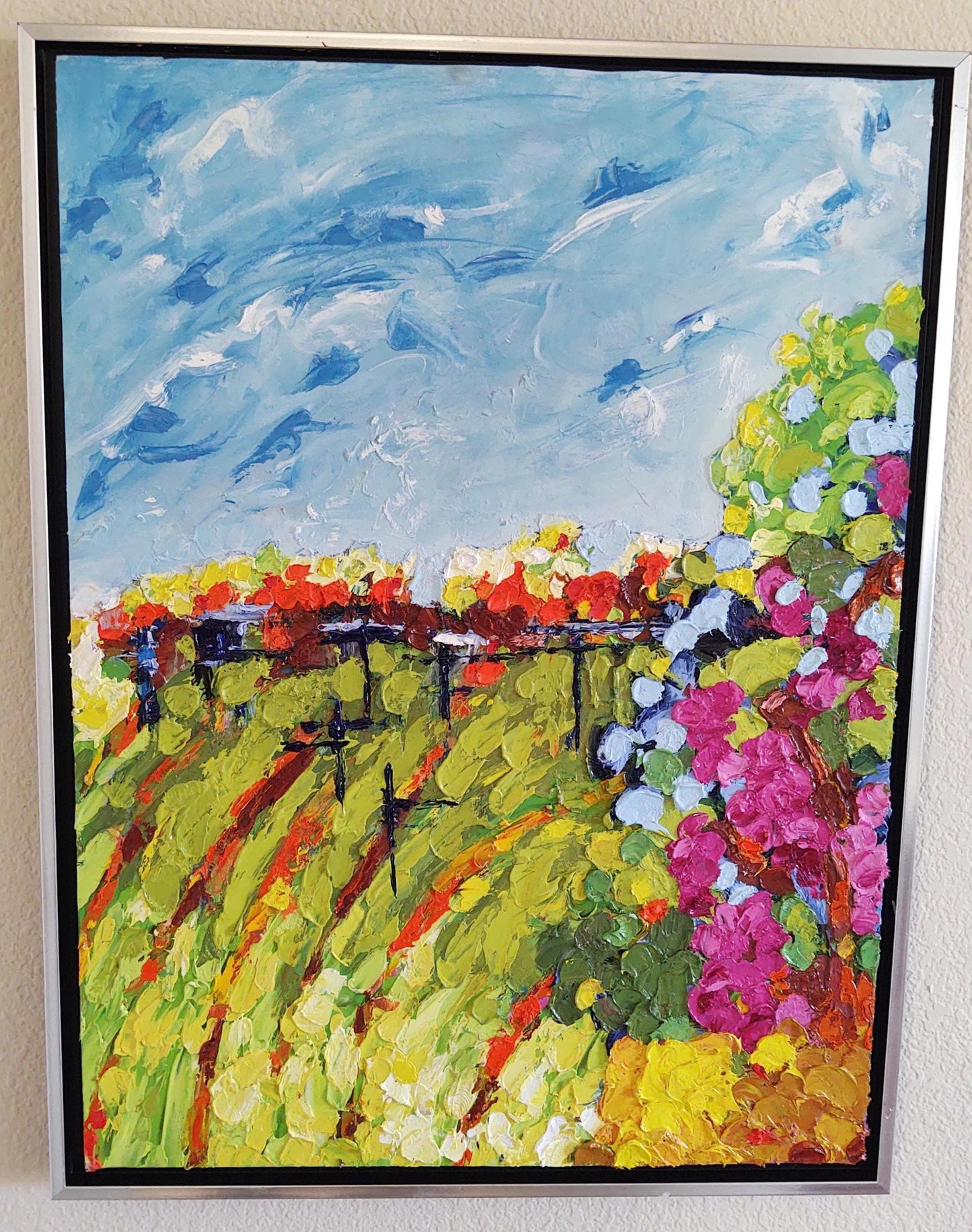 V Cabernet Crush-The Last Bunch 18x24 Oil on Paper Canvas Mounted