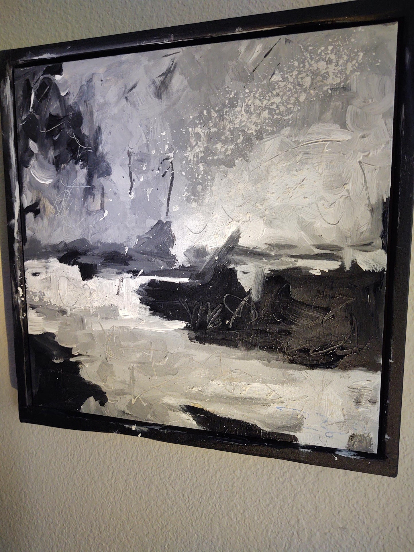 SOLD-Russian River Meets the Winter Sea 18 x 18 Oil, Gauze on Canvas