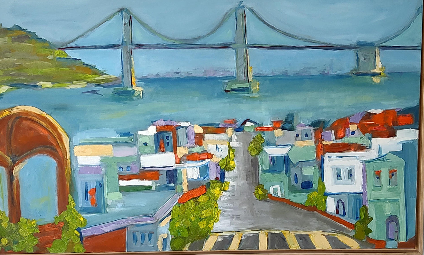 V San Francisco Tapestry of Color-Marina to Bridge 30 x 48 Oil on Canvas