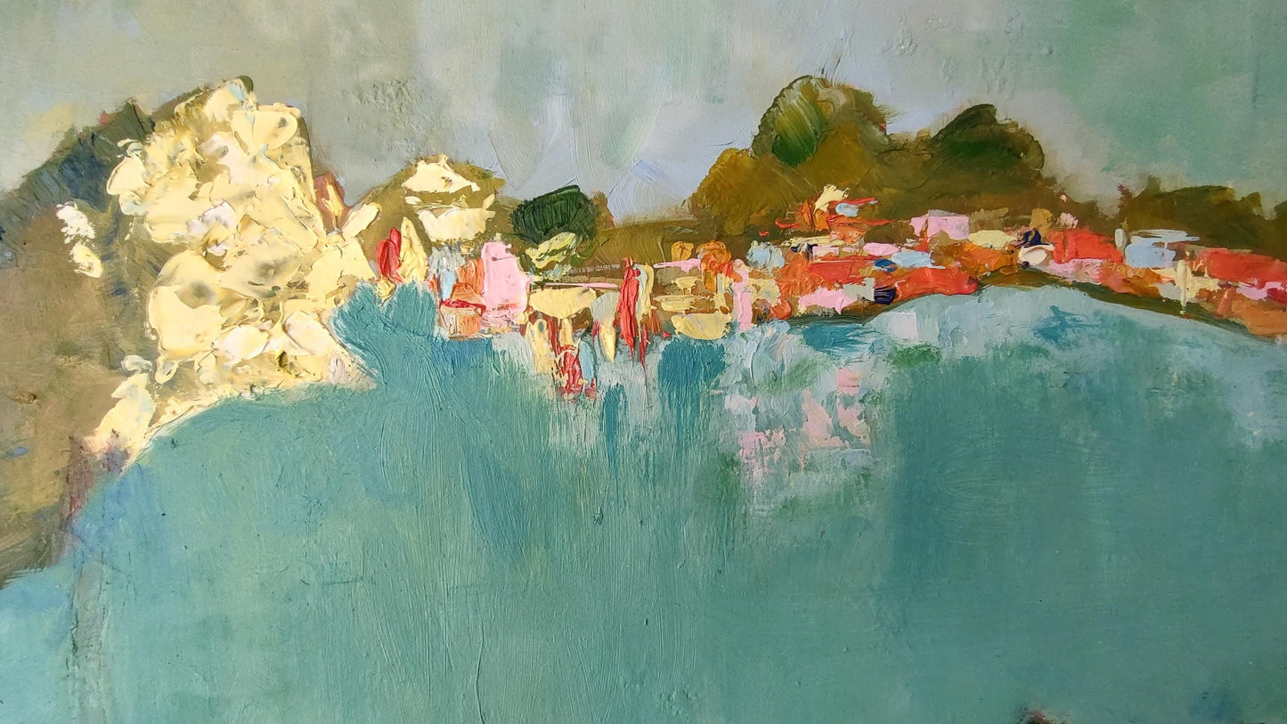 SOLD Yellow Dawn - Sausalito Sunrise 16.5 x 20.5 Oil on Board mounted on Canvas