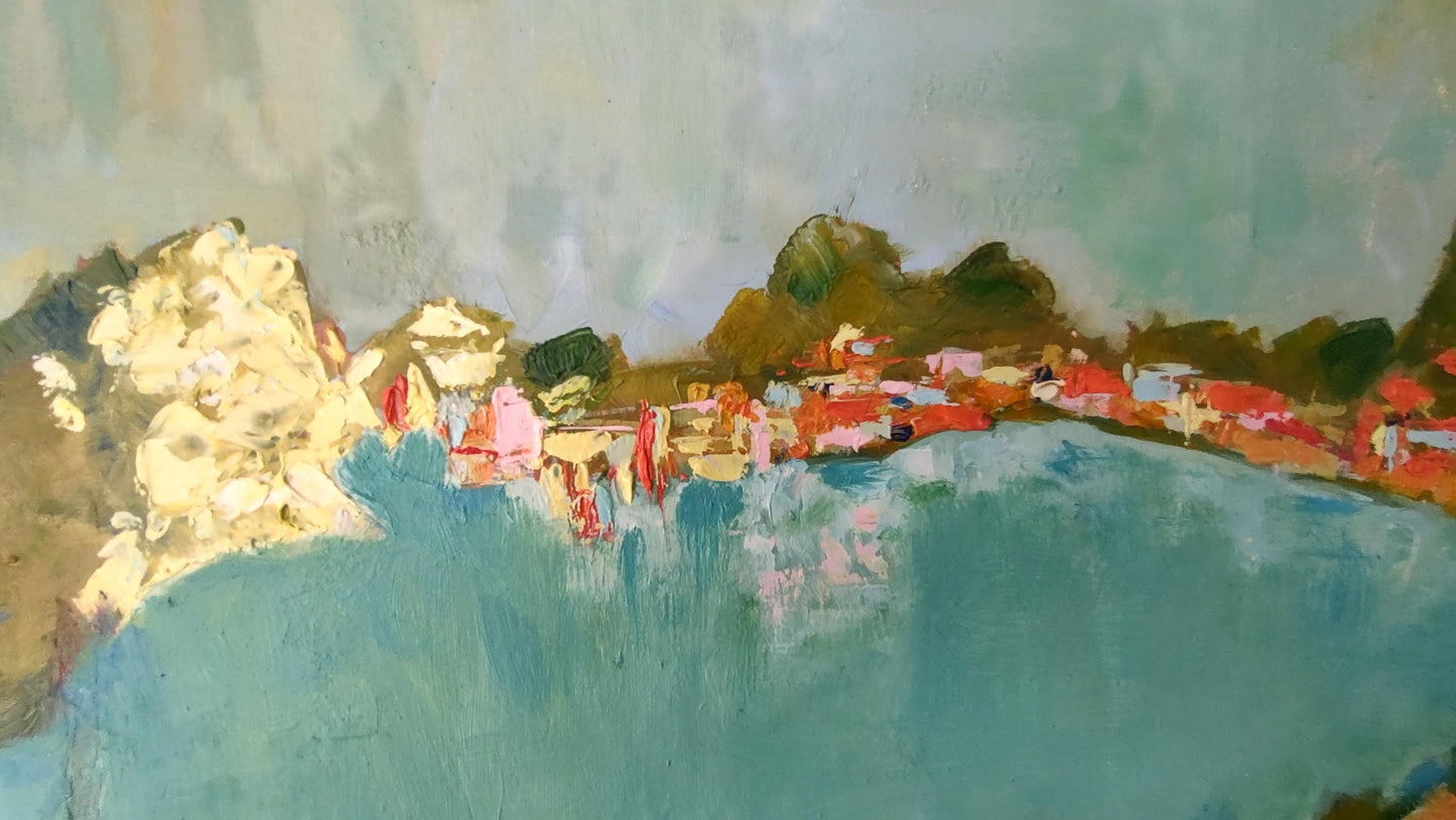 SOLD Yellow Dawn - Sausalito Sunrise 16.5 x 20.5 Oil on Board mounted on Canvas