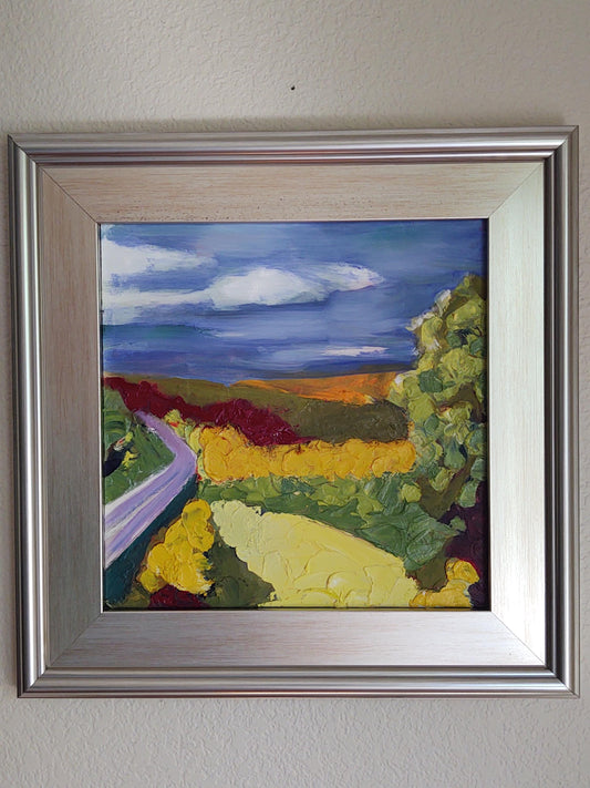 V Bennett Valley Road- Plein Air 12 x 12 Oil on Board