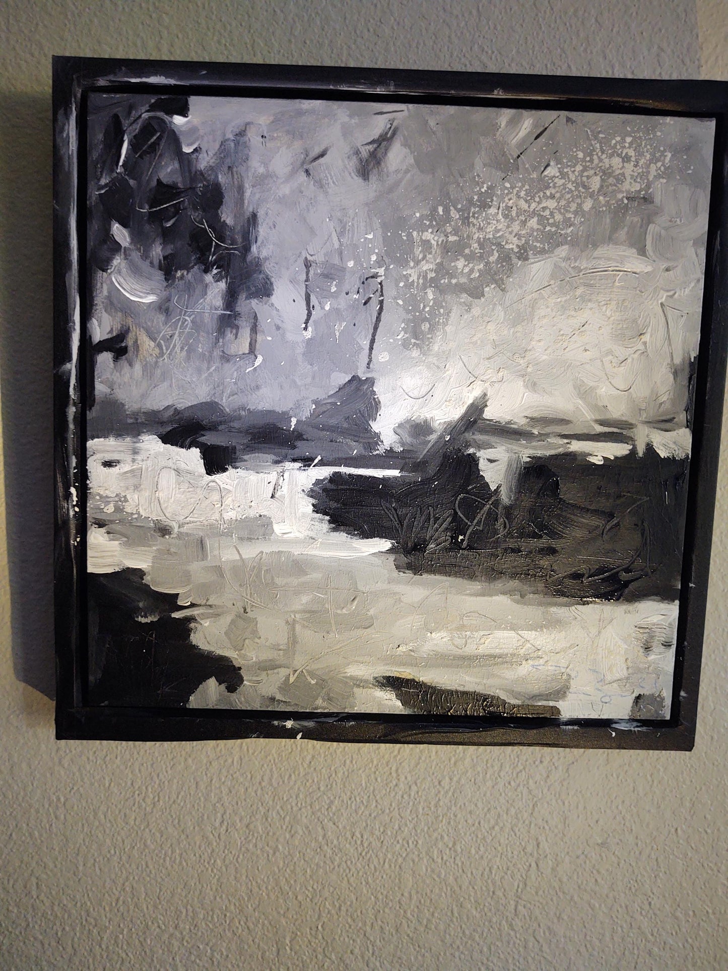 SOLD-Russian River Meets the Winter Sea 18 x 18 Oil, Gauze on Canvas