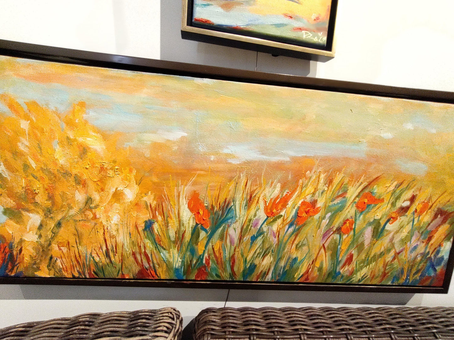 Dancing Reeds and Ochre Buckeye - 12x24 Panoramic - Oil on Vinyl Canvas - Gallery Exhibit
