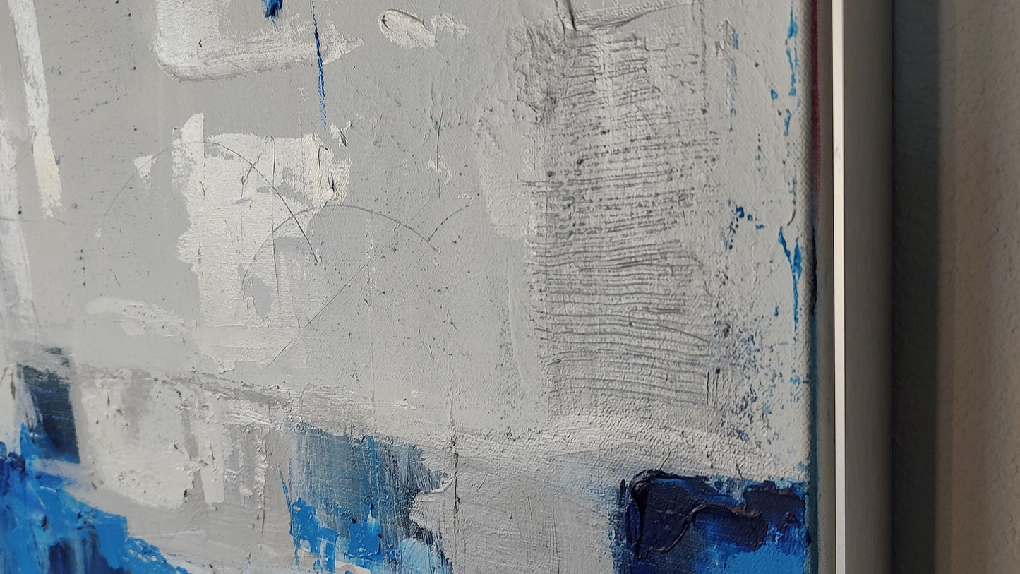 G Indigo Depths - Silver Skyline San Francisco - 48x60 - Acrylic and Molding Mud - Gallery Exhibit