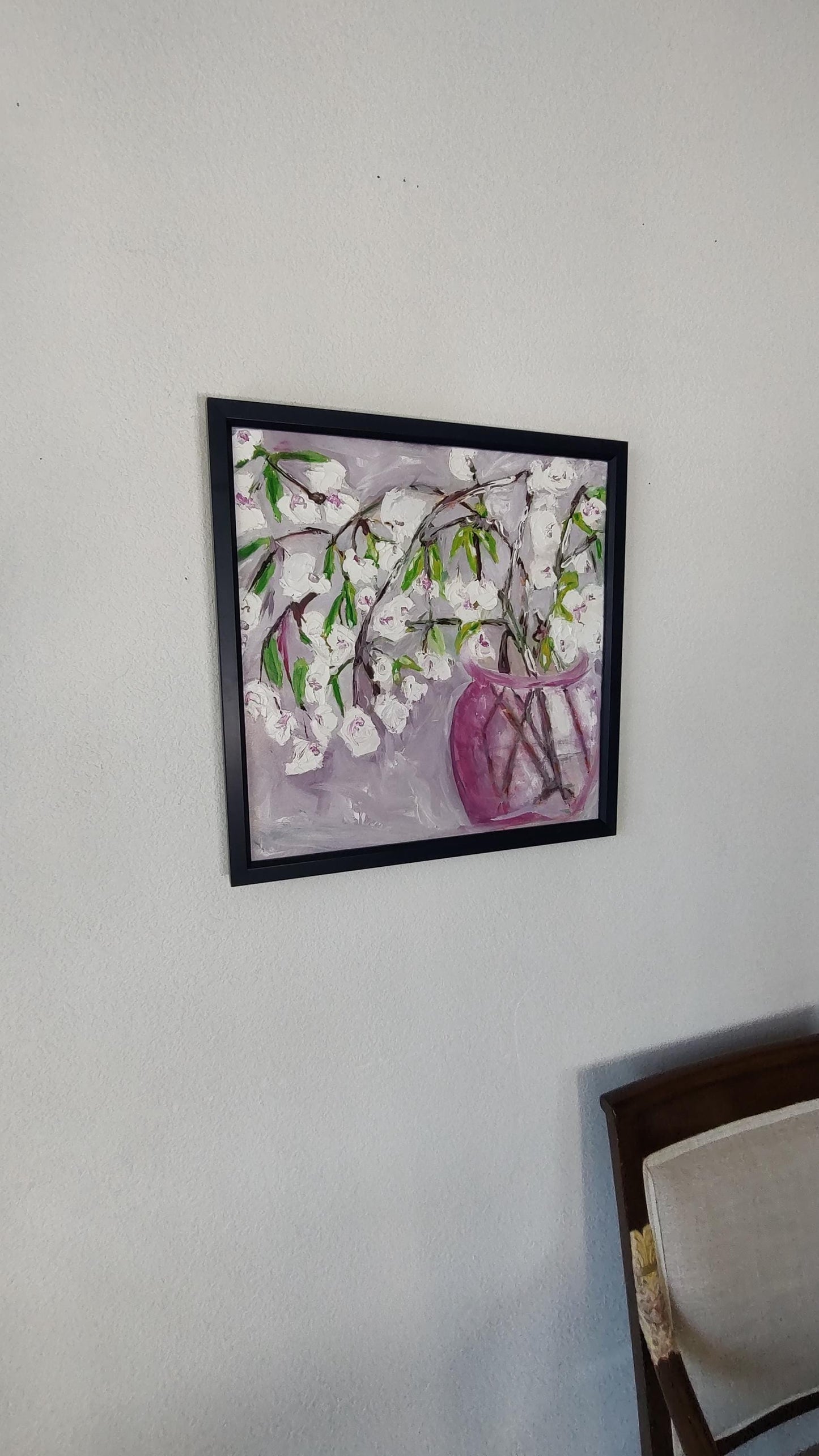 V Blossoms Through My Window 20 x 20 Oil on Foam Core