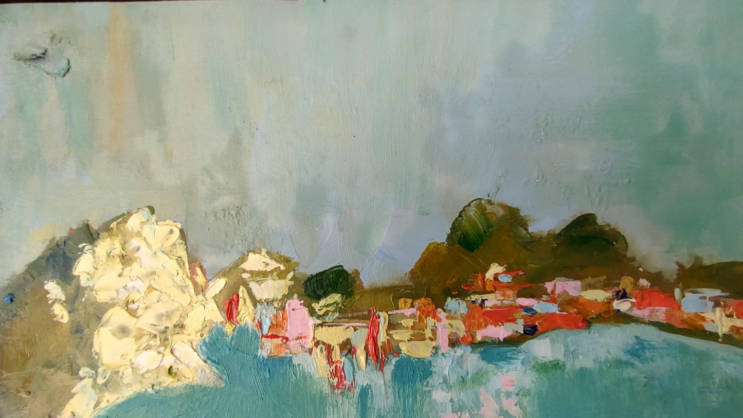 SOLD Yellow Dawn - Sausalito Sunrise 16.5 x 20.5 Oil on Board mounted on Canvas
