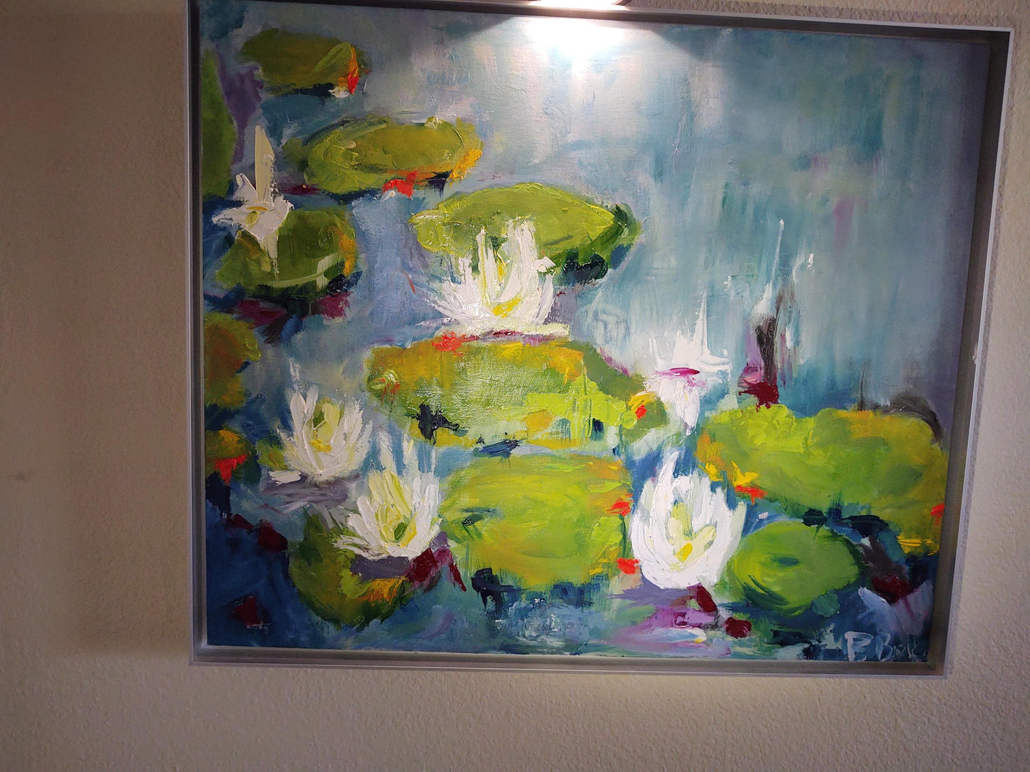 Monet's Kaleidoscope Dreams-Triptych-Lilies In The Rain Three 18 x 24 Oil on Canvas
