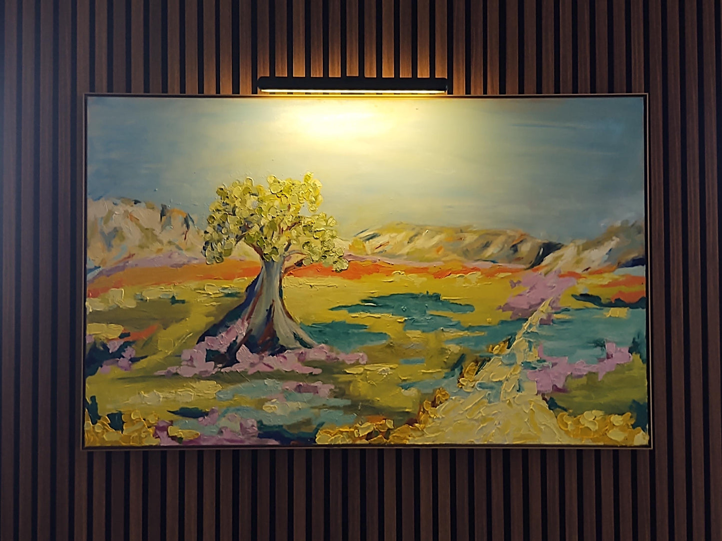 B Blue Olive Shadows & Lavender Daze - 30x48 - Oil on Canvas - Gallery Exhibit