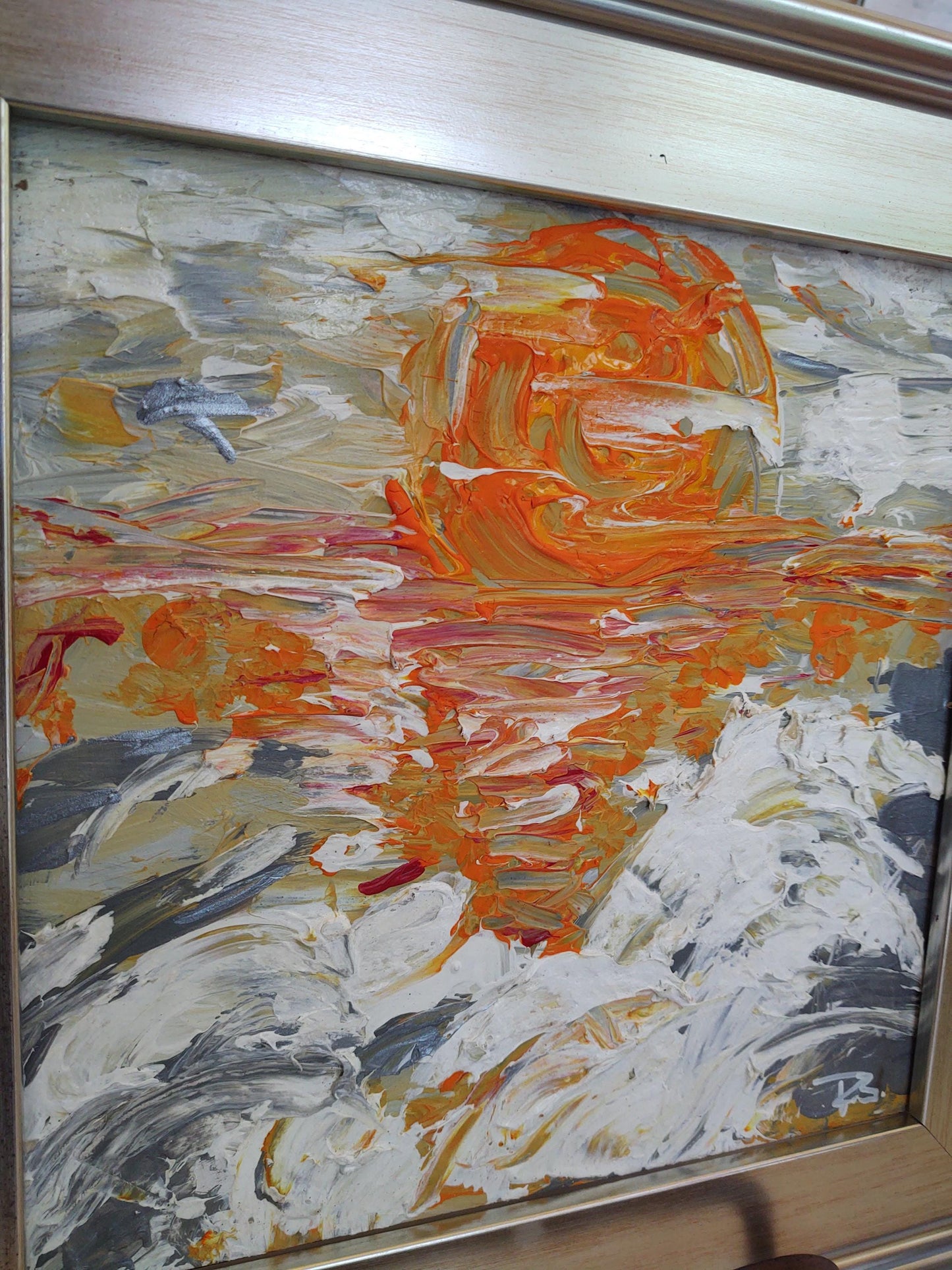 B Last Flash: Capitola Beach - 12x12 - Acrylic & Molding Mud on Hard Board - Gallery Exhibit