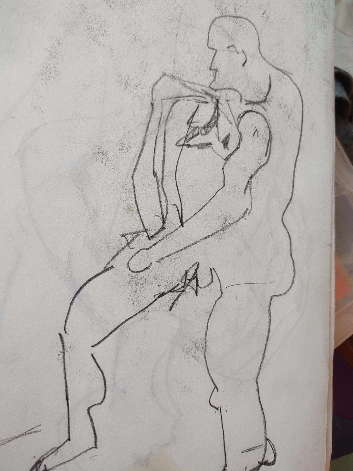 Primitive Male Nude Pencil and Pastel -9 x 14 Set of Six