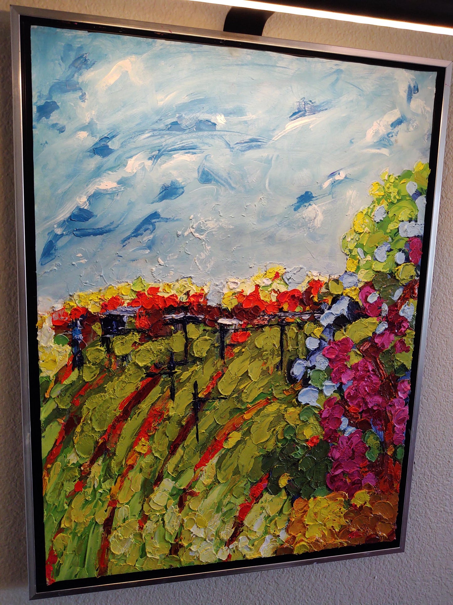 V Cabernet Crush-The Last Bunch 18x24 Oil on Paper Canvas Mounted