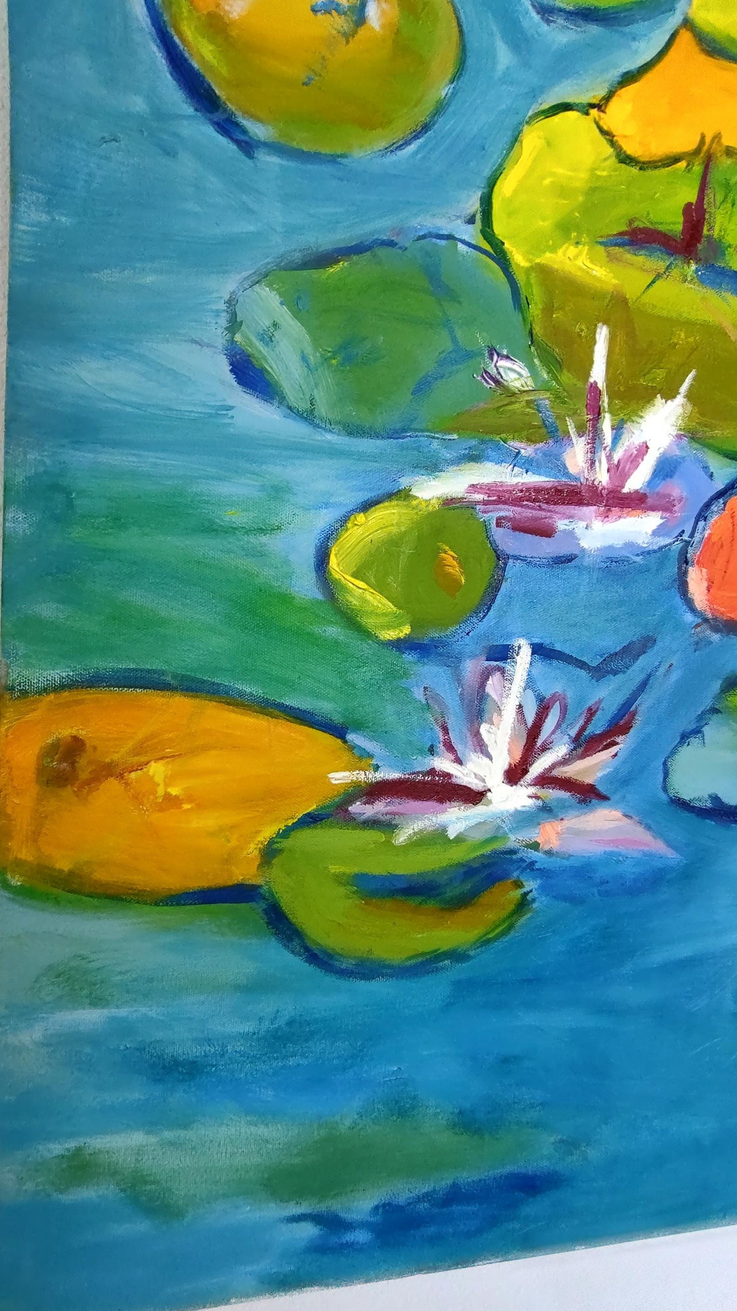 Monet's Psychedelic Lilies 48 x 60 Oil on Canvas