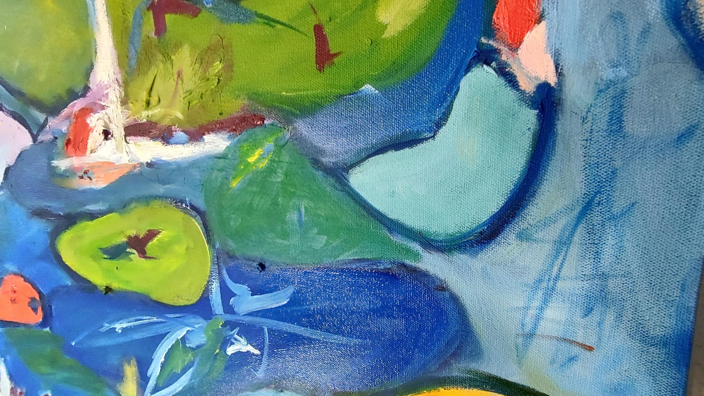 Monet's Psychedelic Lilies 48 x 60 Oil on Canvas