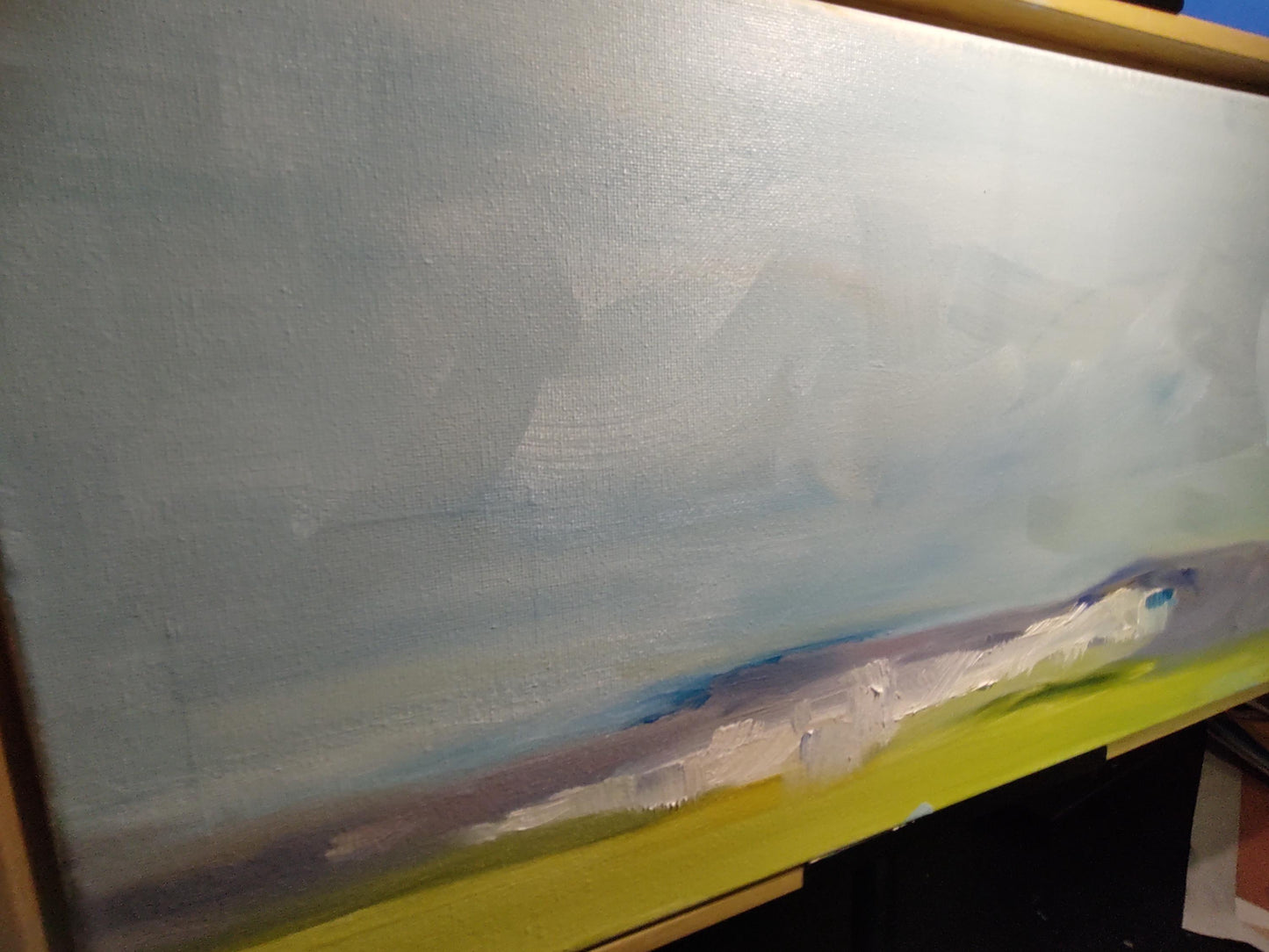 Green Mustard Fields & Lavender Hills - 10x20 - Oil on Canvas - Gallery Exhibit