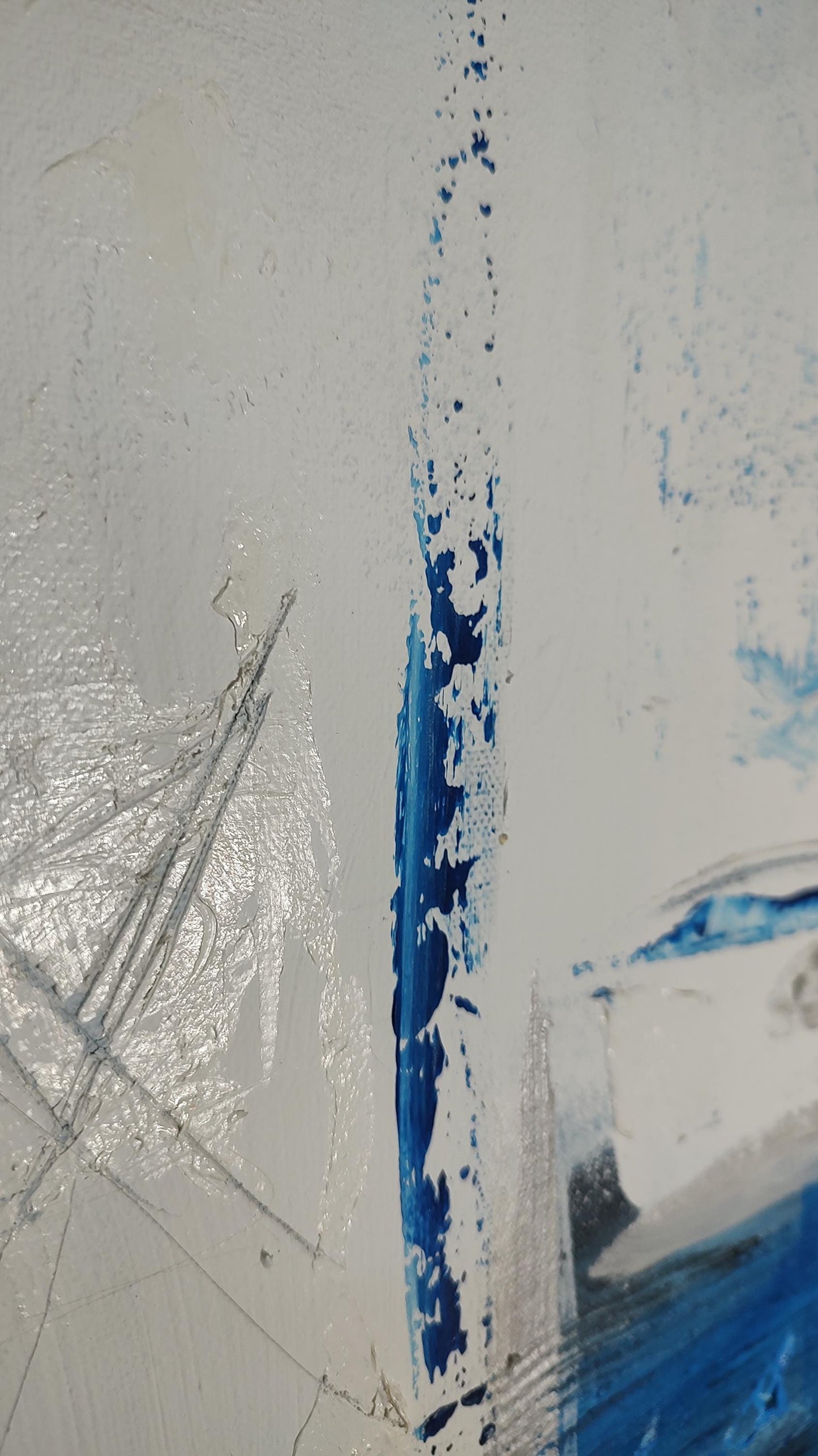 G Indigo Depths - Silver Skyline San Francisco - 48x60 - Acrylic and Molding Mud - Gallery Exhibit