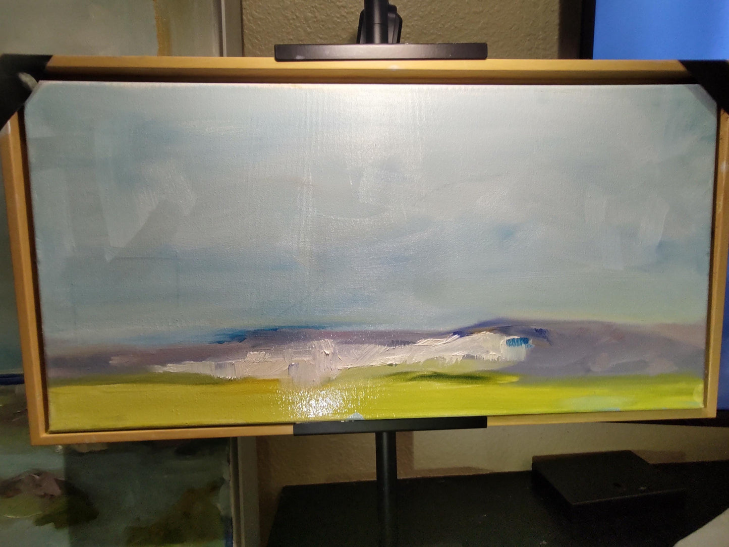 Green Mustard Fields & Lavender Hills - 10x20 - Oil on Canvas - Gallery Exhibit