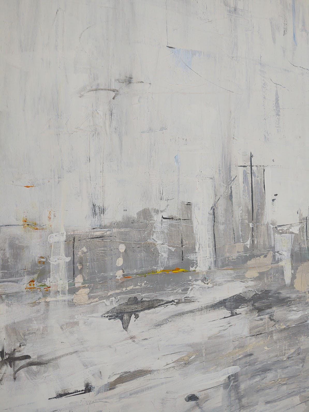 V SF First Light After the Rain 48 x 60 Acrylic silver molding clay