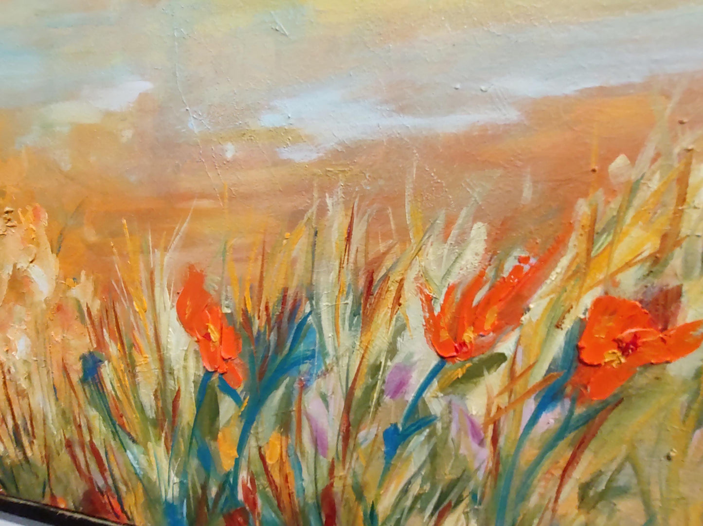 Dancing Reeds and Ochre Buckeye - 12x24 Panoramic - Oil on Vinyl Canvas - Gallery Exhibit