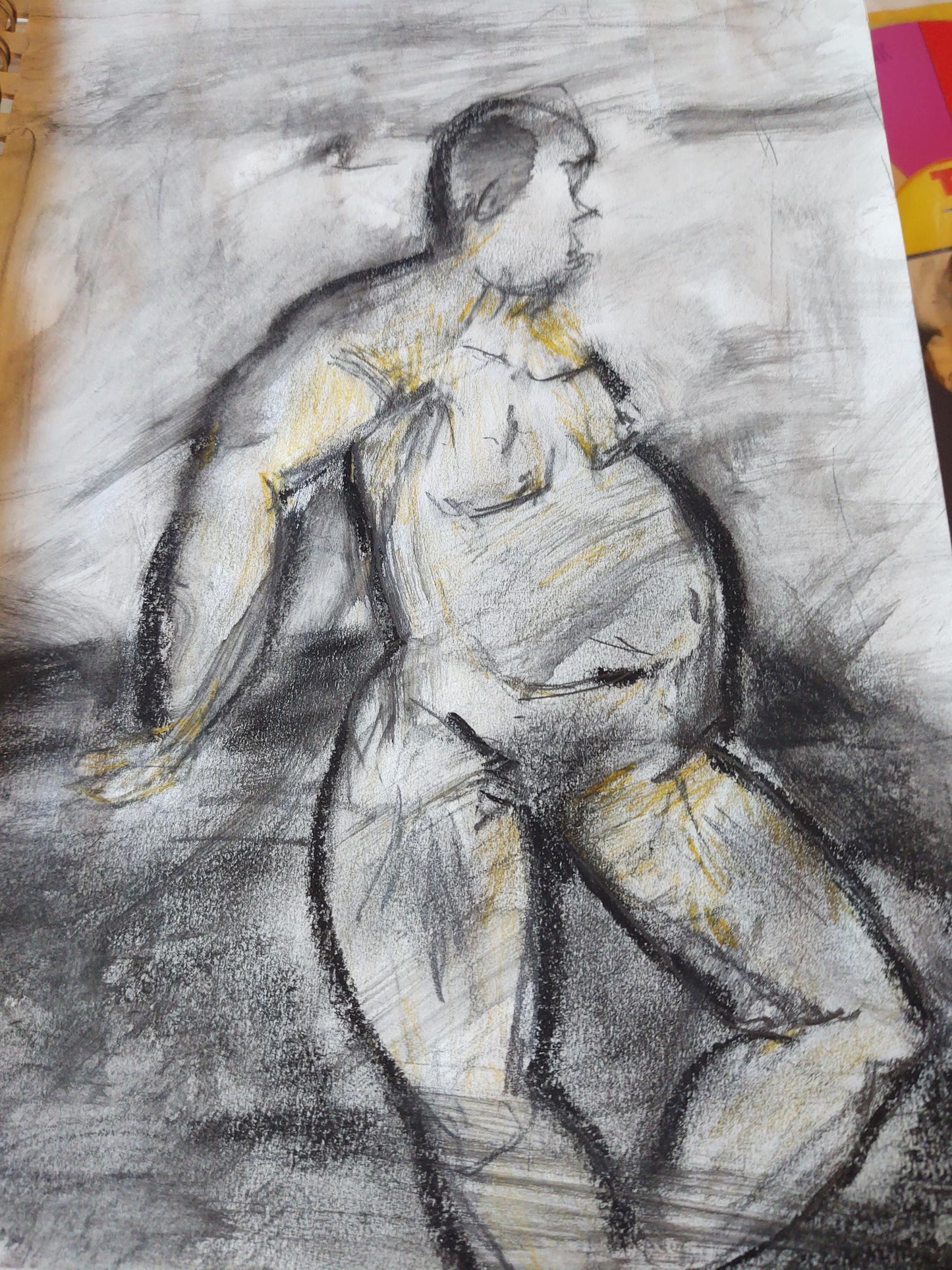 Primitive Male Nude Pencil and Pastel -9 x 14 Set of Six