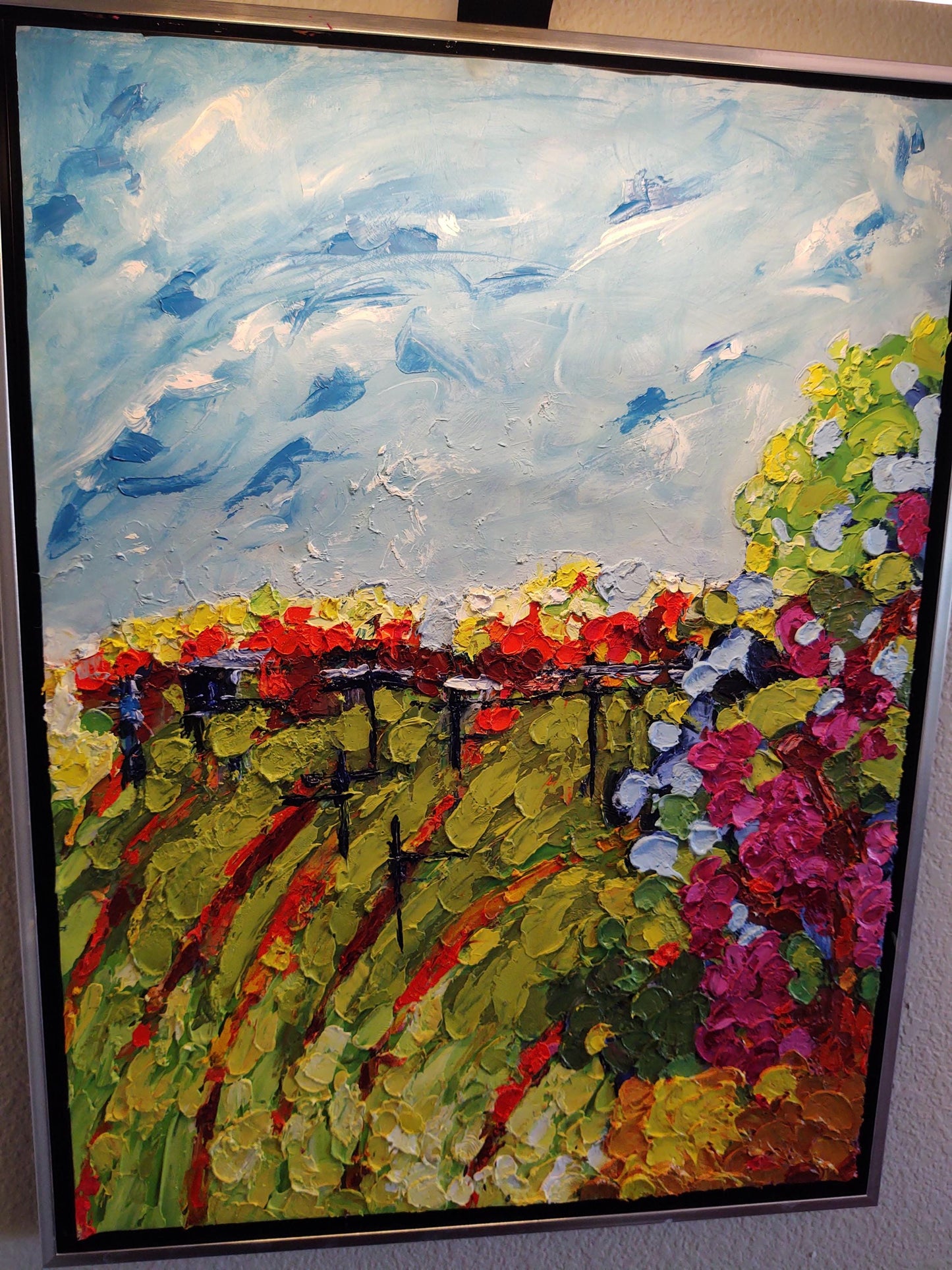 V Cabernet Crush-The Last Bunch 18x24 Oil on Paper Canvas Mounted