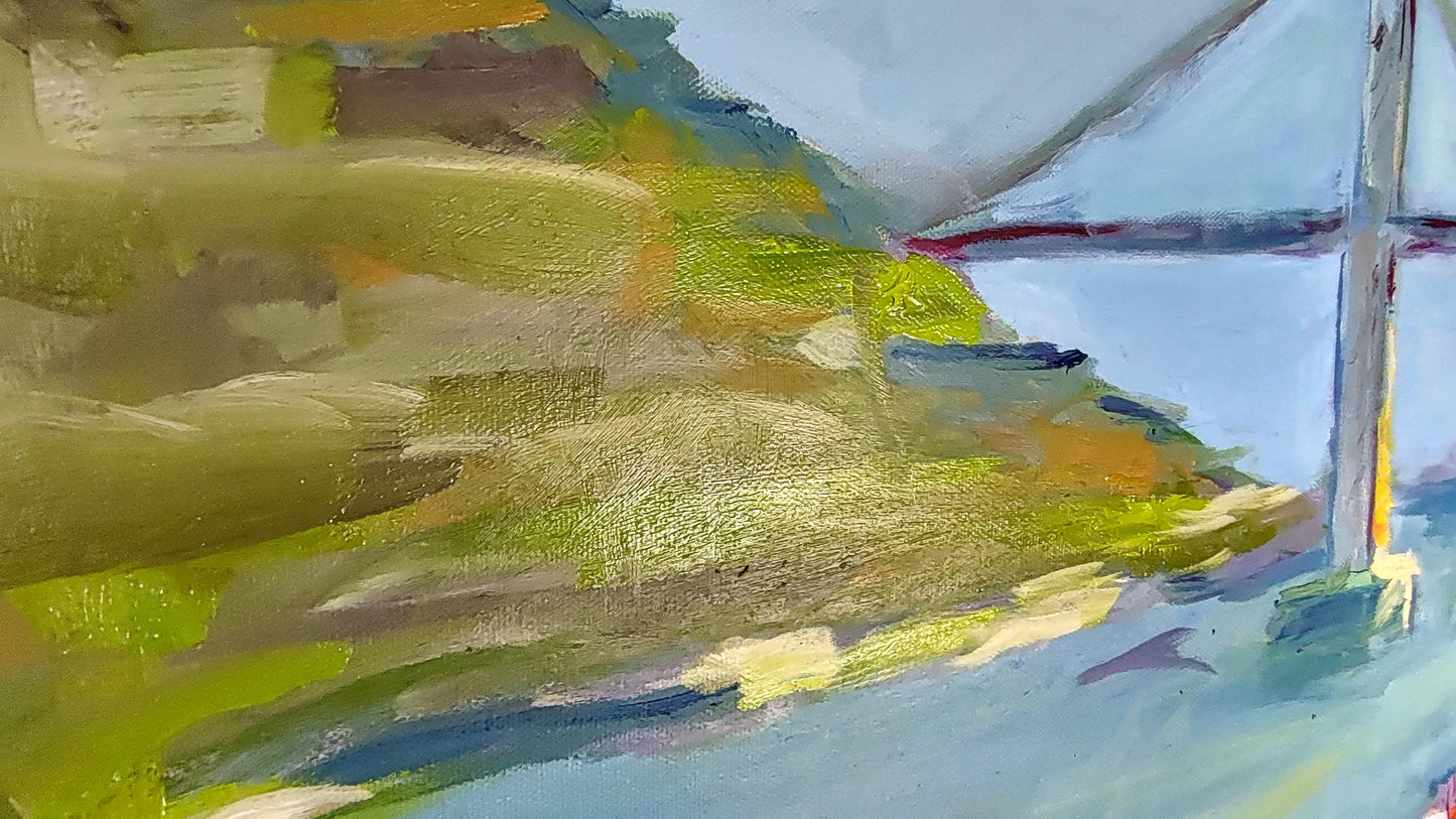 V San Francisco Tapestry of Color-Marina to Bridge 30 x 48 Oil on Canvas