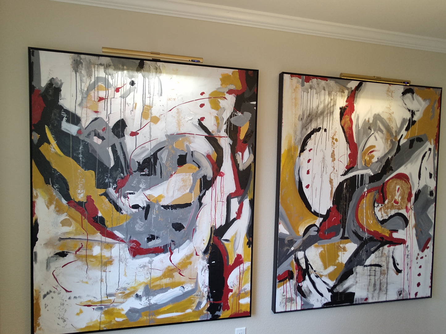 V Shaken and Stirred - 48x60 - Abstract Diptych - Gallery Exhibit