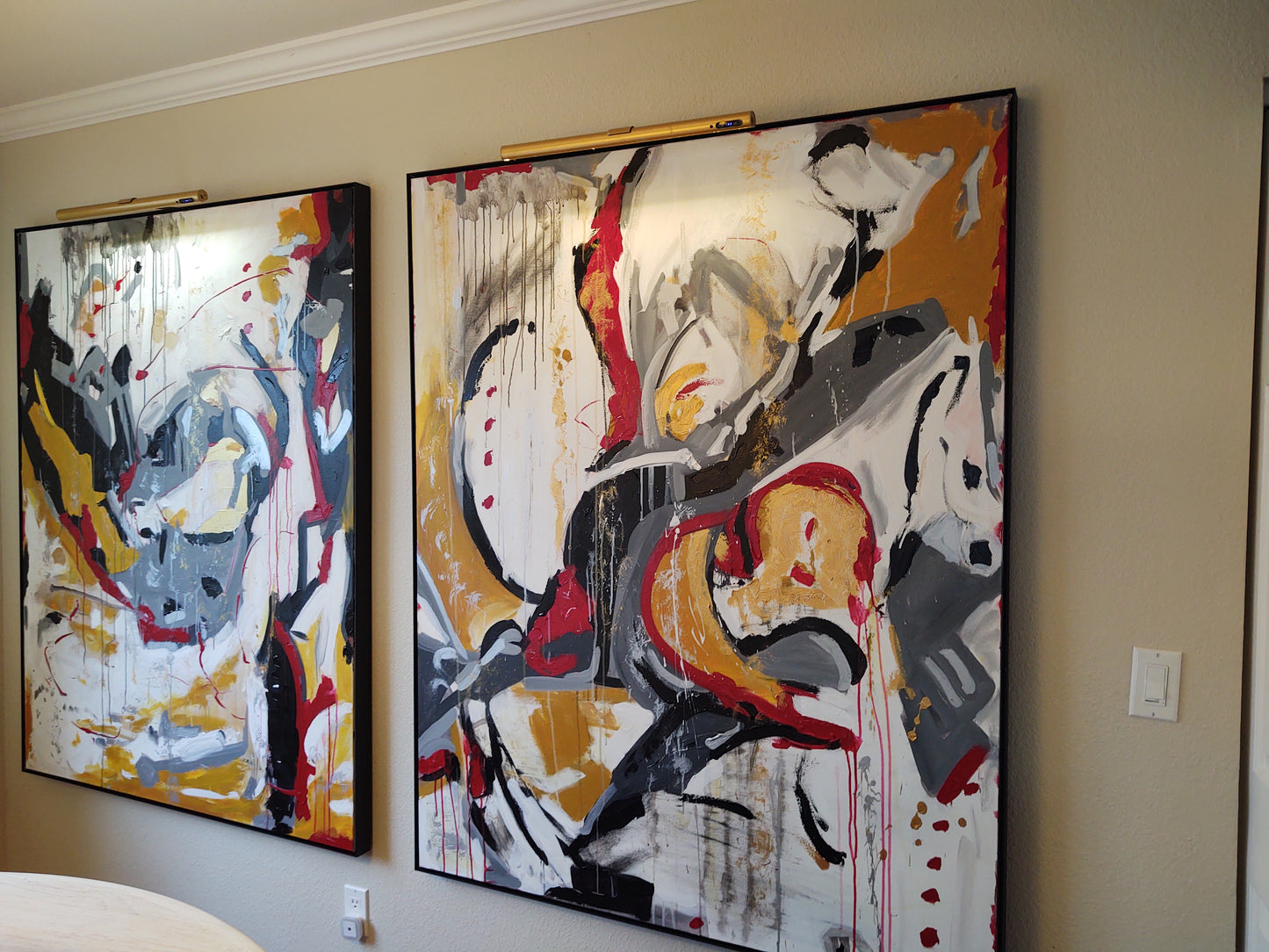 V Shaken and Stirred - 48x60 - Abstract Diptych - Gallery Exhibit