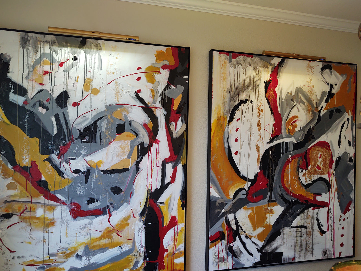 V Shaken and Stirred - 48x60 - Abstract Diptych - Gallery Exhibit