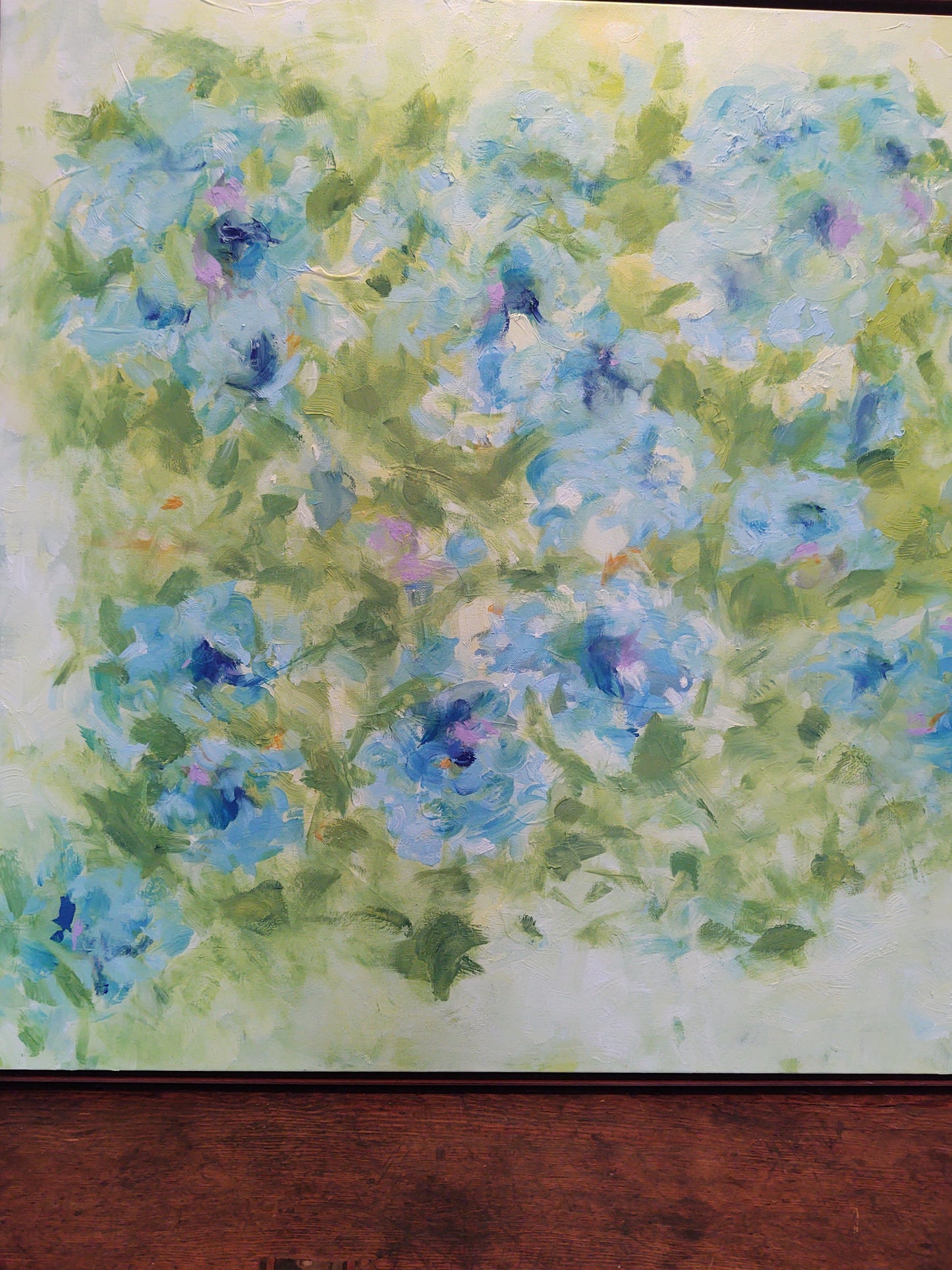 V Blue Hydreangas 36 x 36 Oil on Canvas