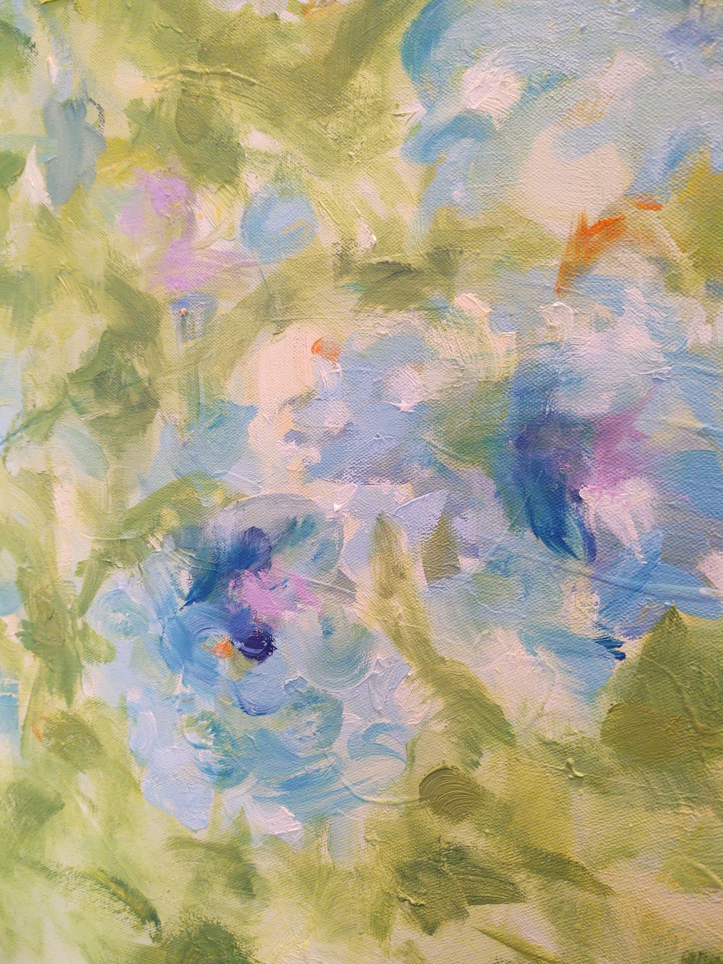 V Blue Hydreangas 36 x 36 Oil on Canvas