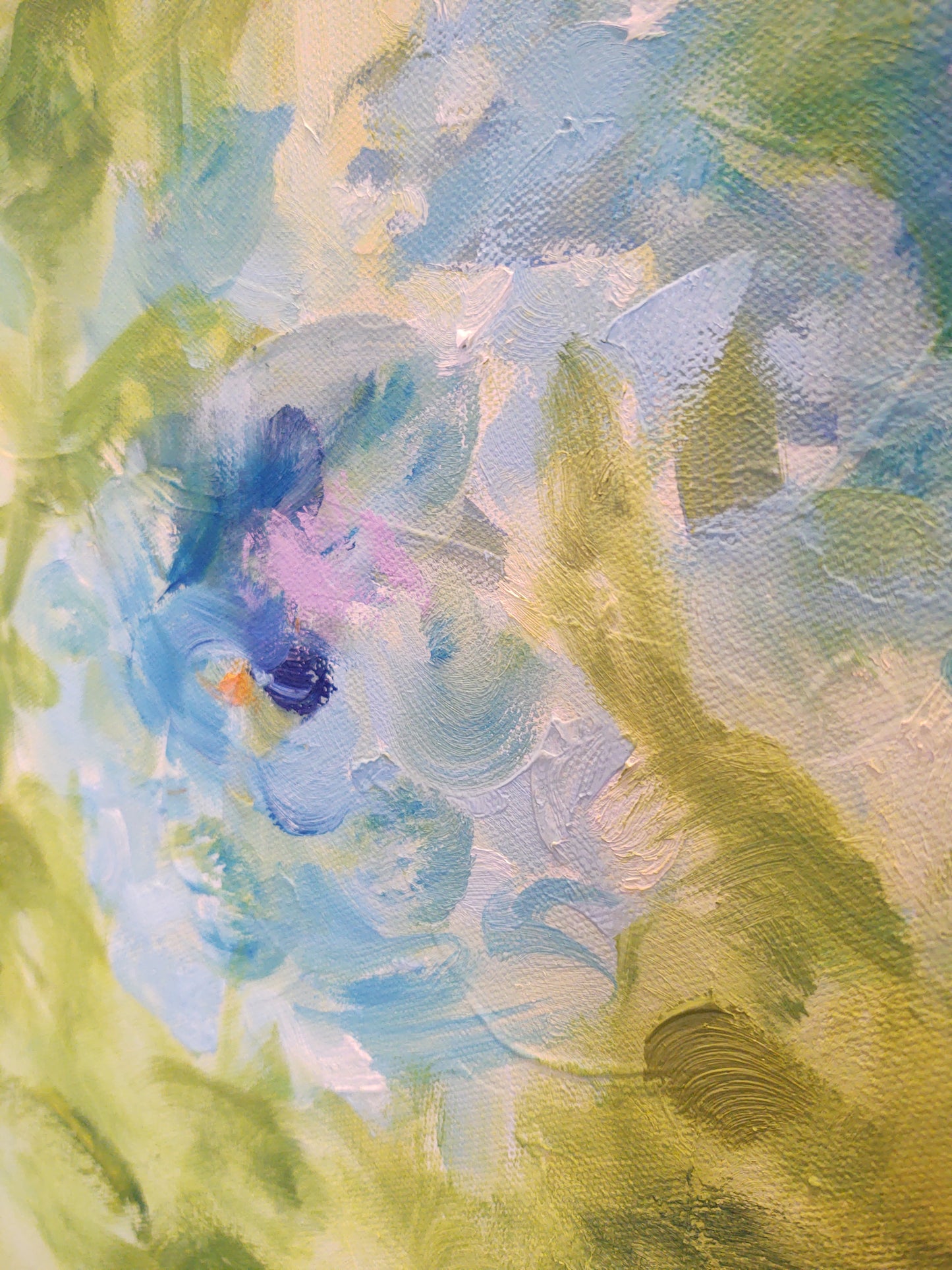 V Blue Hydreangas 36 x 36 Oil on Canvas