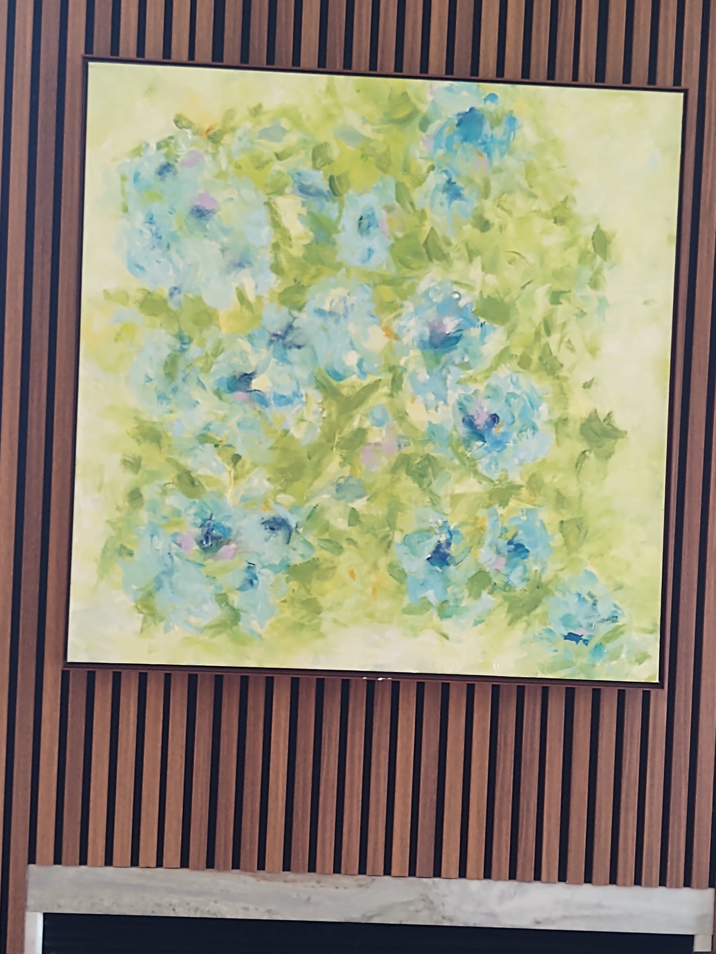 V Blue Hydreangas 36 x 36 Oil on Canvas