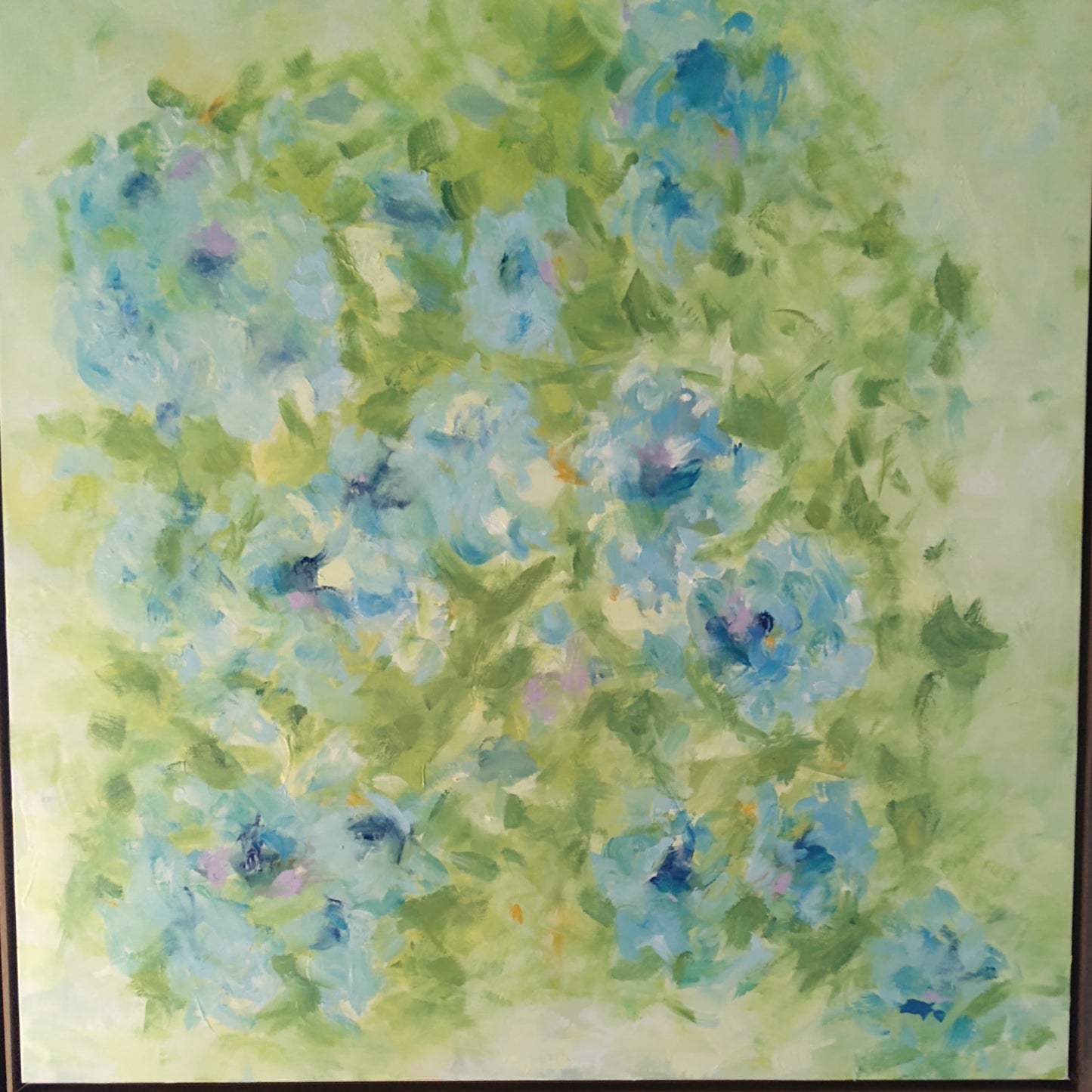 V Blue Hydreangas 36 x 36 Oil on Canvas