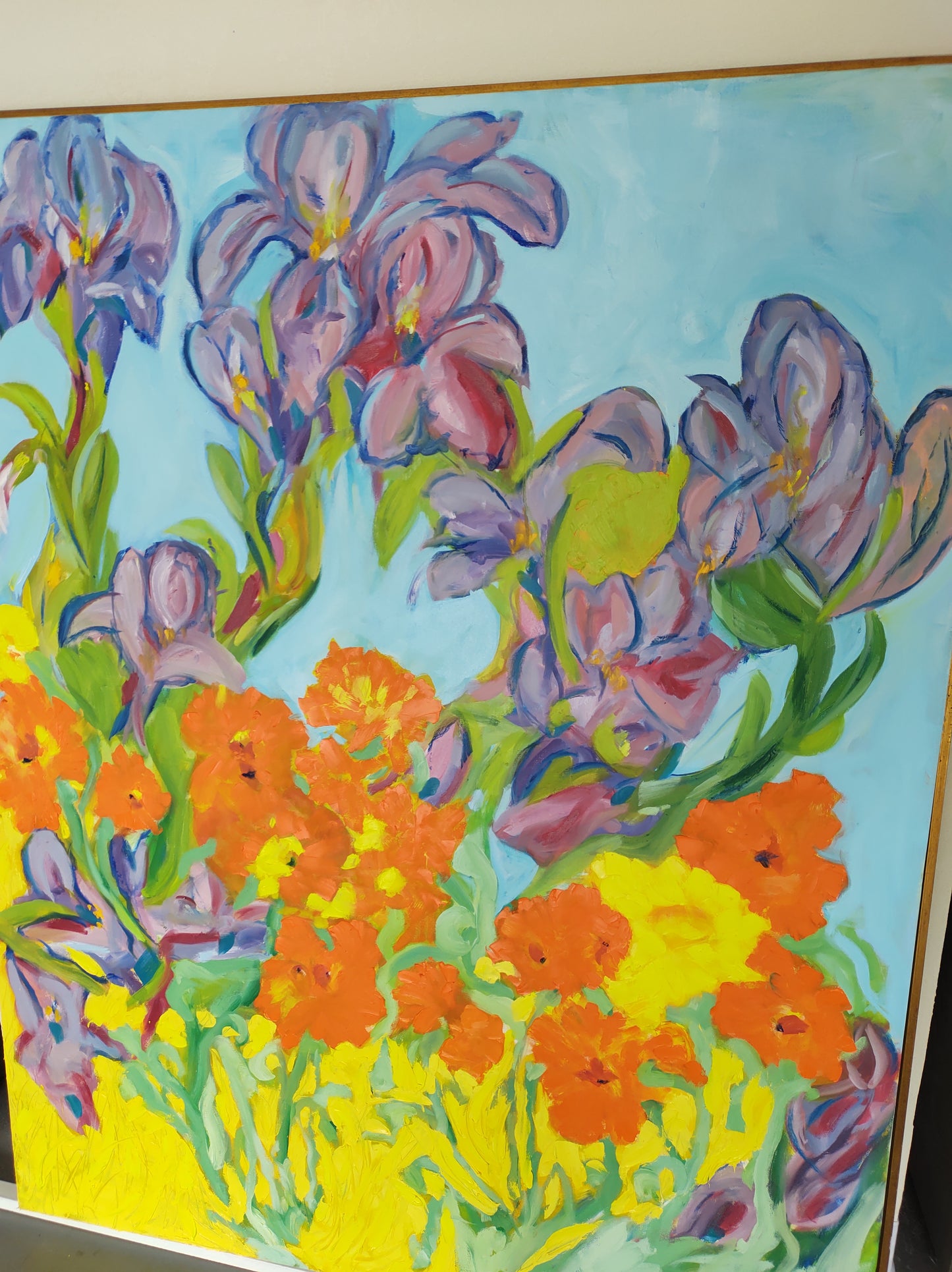 Flower Power! Summer of Love" Meets the Sonoma Super Bloom Dimensions: 48" x 60" x 1.5"  Medium: Sculptural Oil on Canvas
