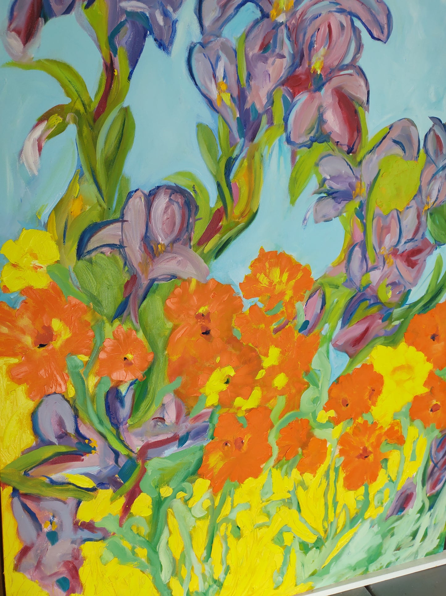 Flower Power! Summer of Love" Meets the Sonoma Super Bloom Dimensions: 48" x 60" x 1.5"  Medium: Sculptural Oil on Canvas