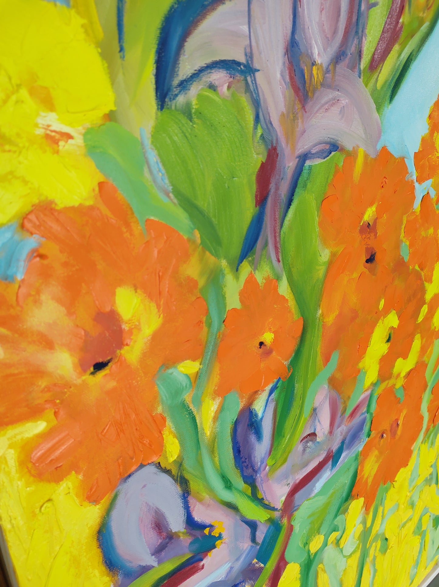Flower Power! Summer of Love" Meets the Sonoma Super Bloom Dimensions: 48" x 60" x 1.5"  Medium: Sculptural Oil on Canvas