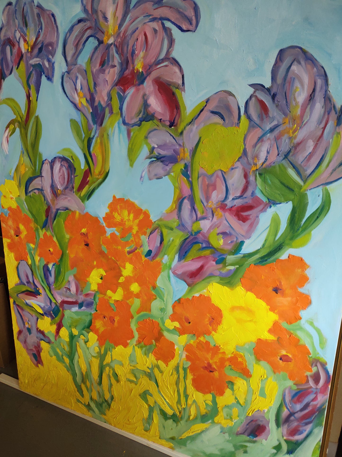 Flower Power! Summer of Love" Meets the Sonoma Super Bloom Dimensions: 48" x 60" x 1.5"  Medium: Sculptural Oil on Canvas